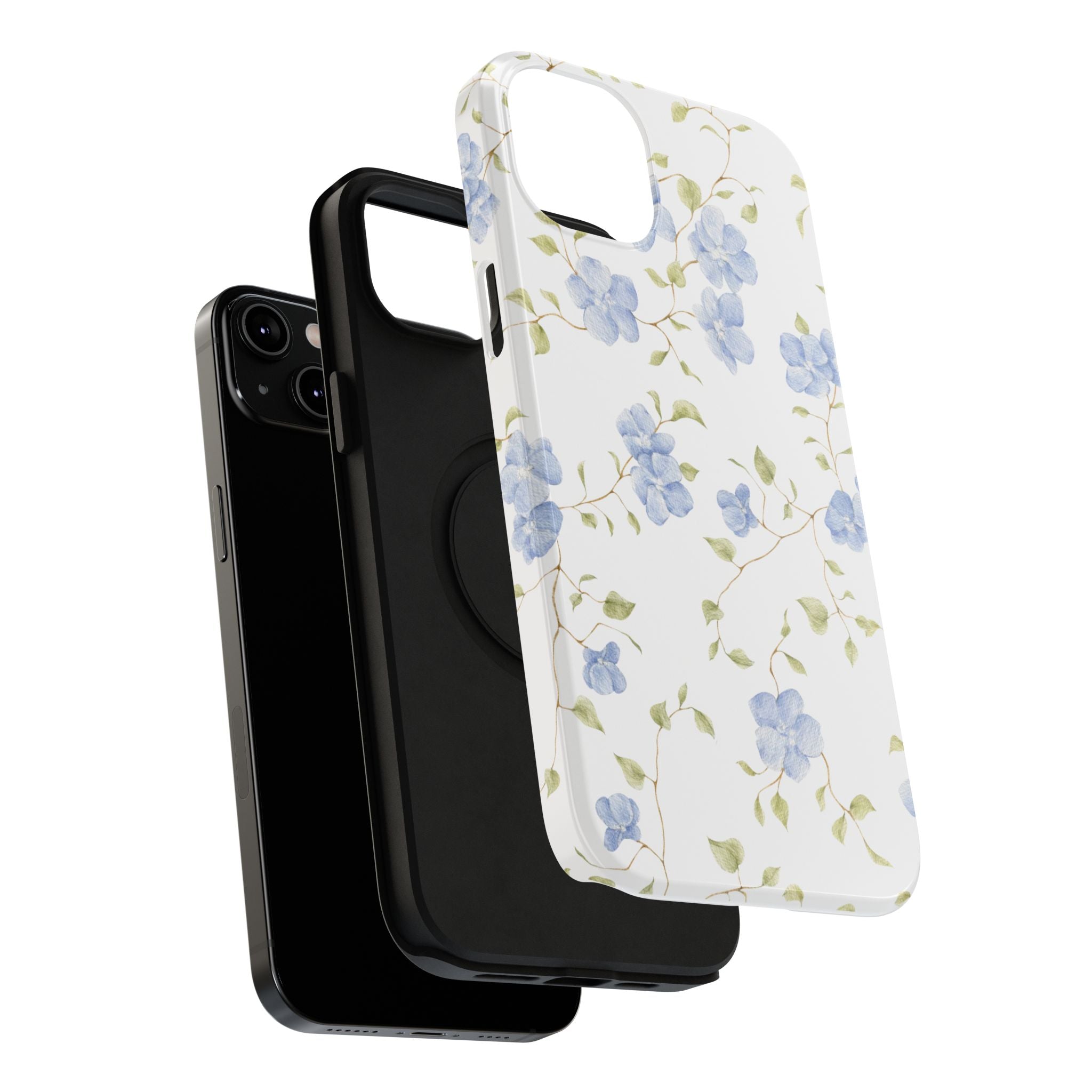 Customizable: Blue Floral Impact-Resistant Phone Case