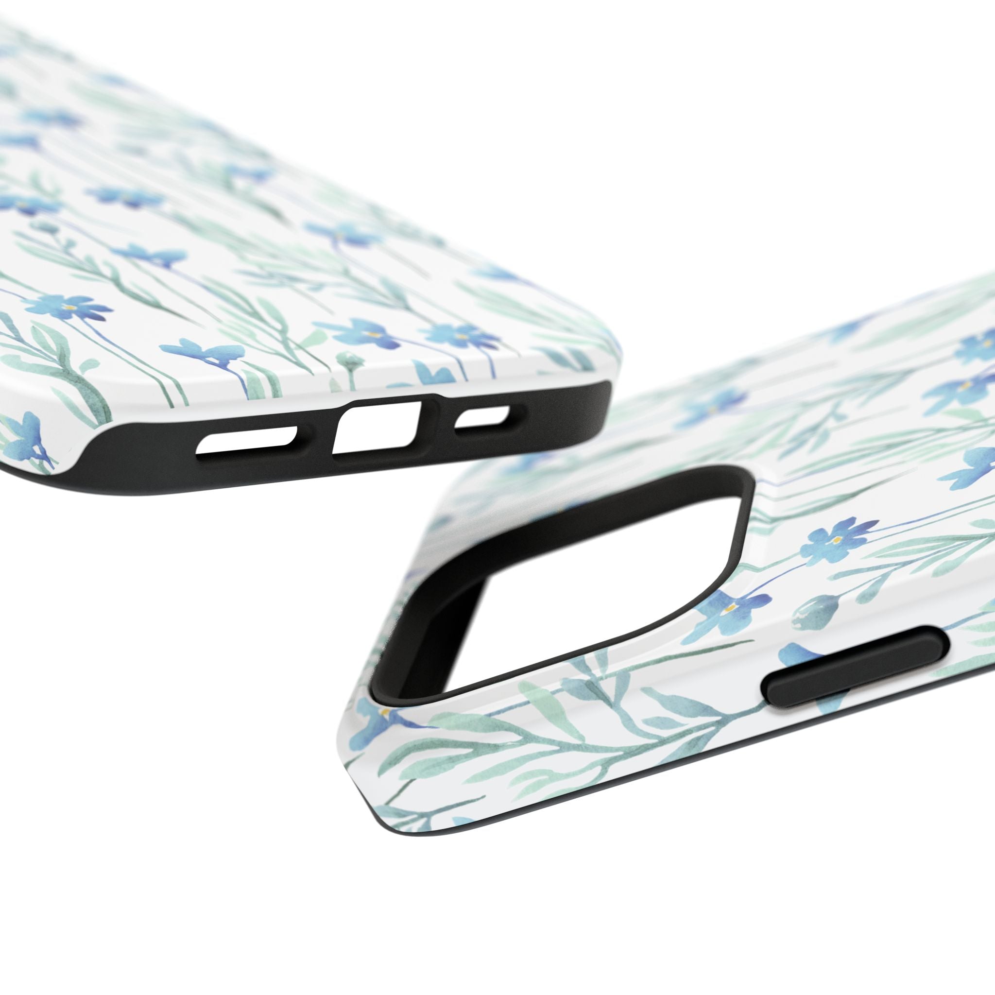 Customizable: Blue Floral Impact-Resistant Phone Case