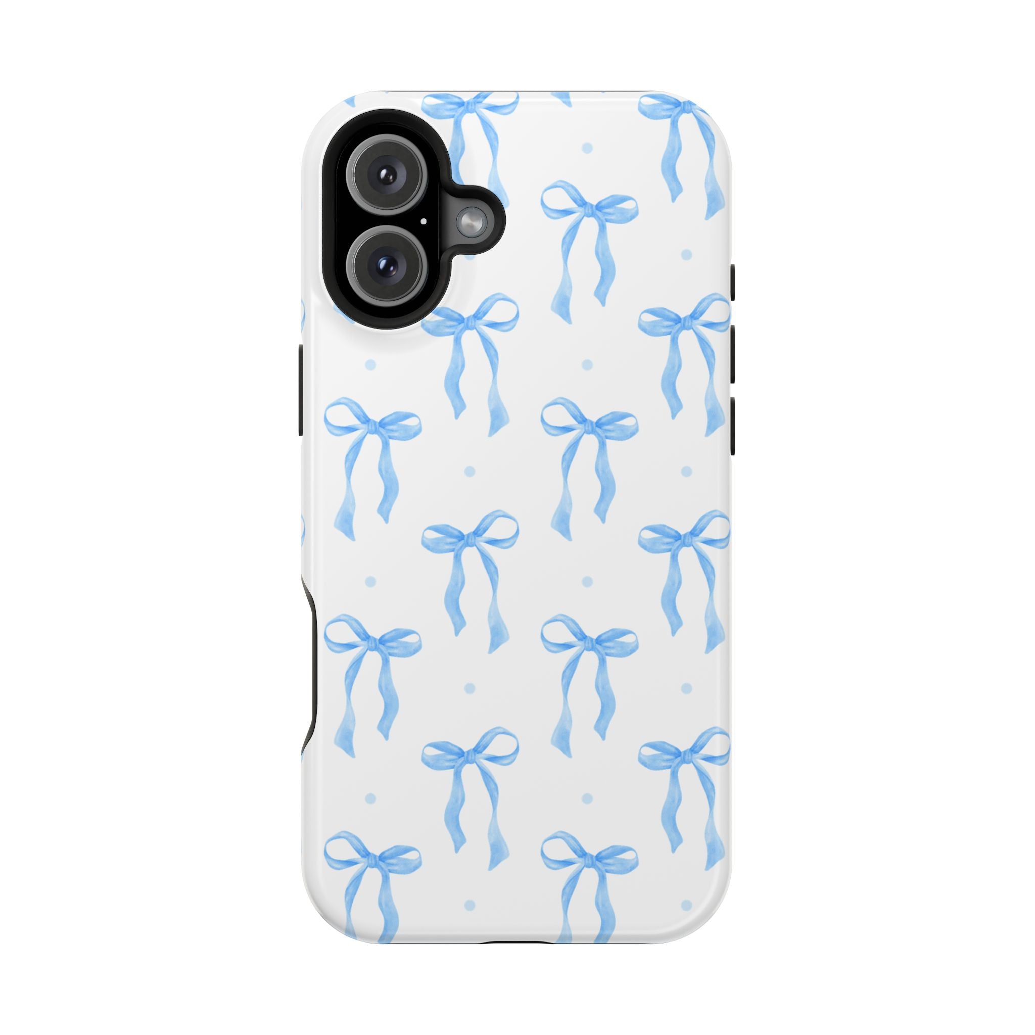 Customizable: Chic Blue Coquette Bow Impact-Resistant Phone Case