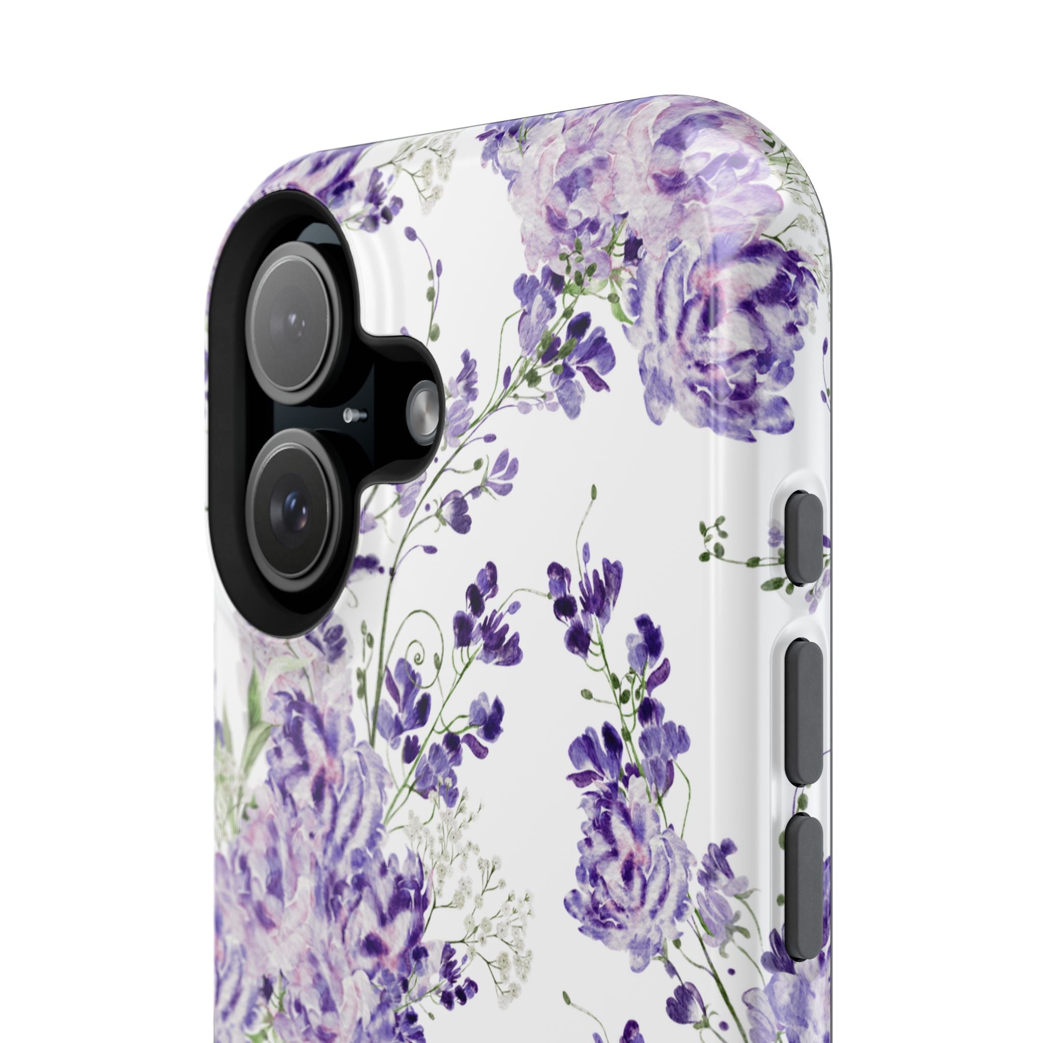 Customizable: Purple Floral Impact-Resistant Phone Case
