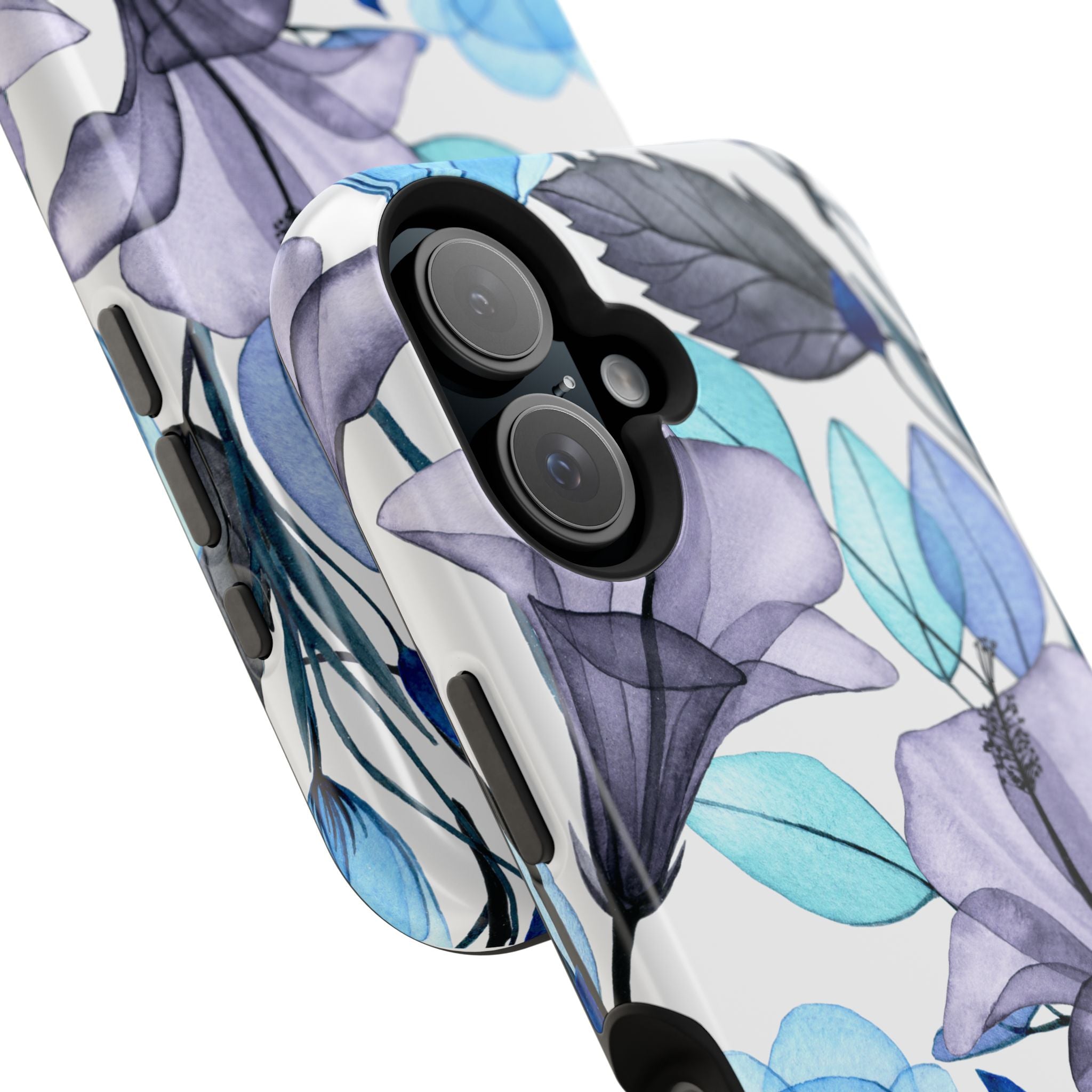 Customizable: Blue and Purple Floral Impact-Resistant Phone Case