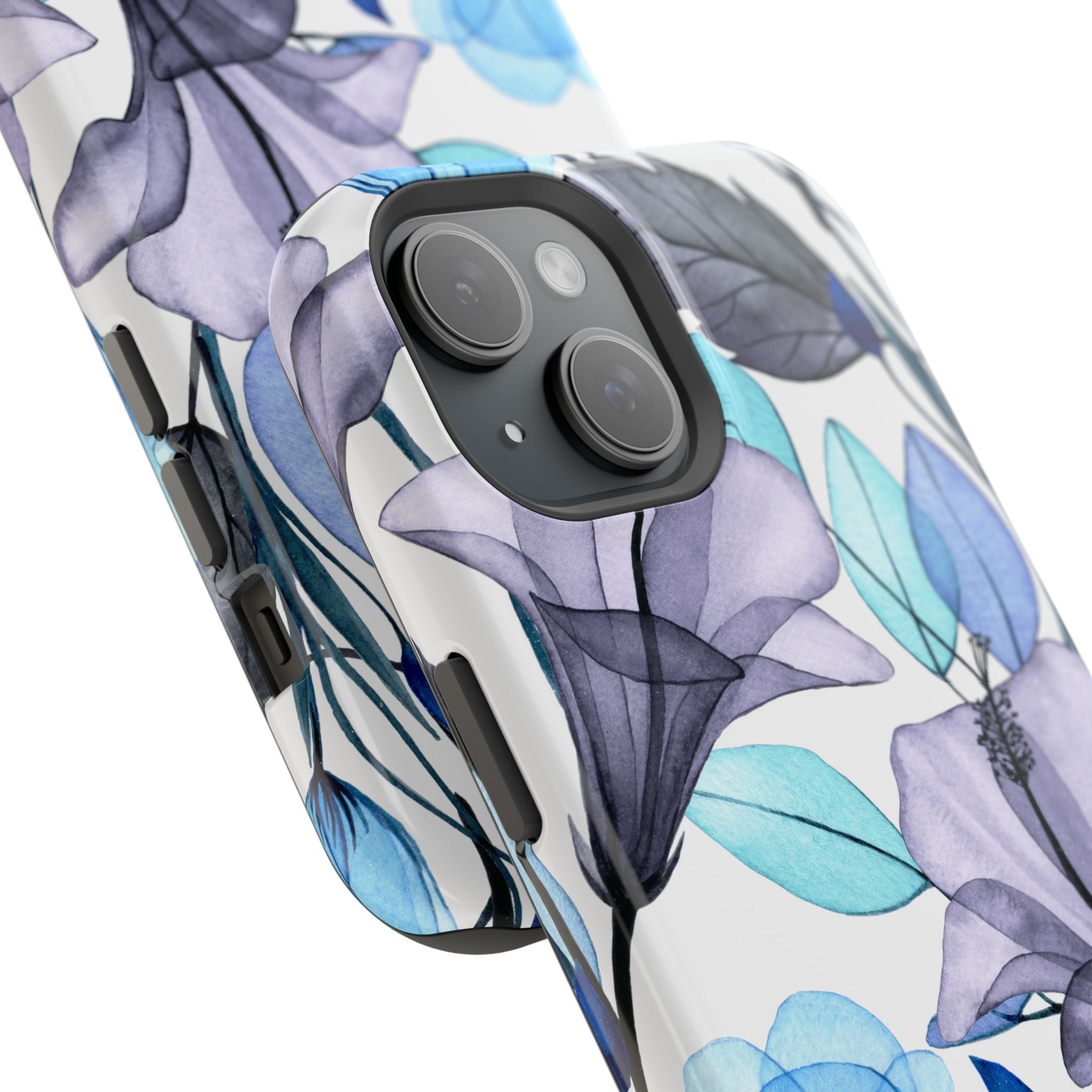Customizable: Blue and Purple Floral Impact-Resistant Phone Case