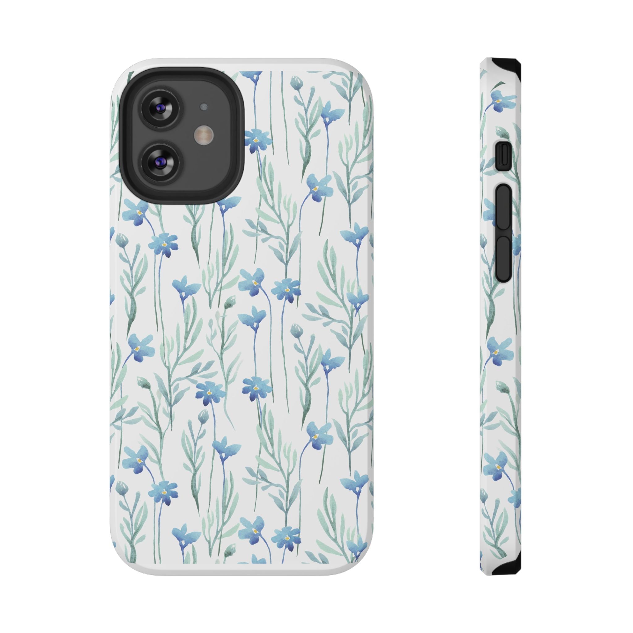 Customizable: Blue Floral Impact-Resistant Phone Case