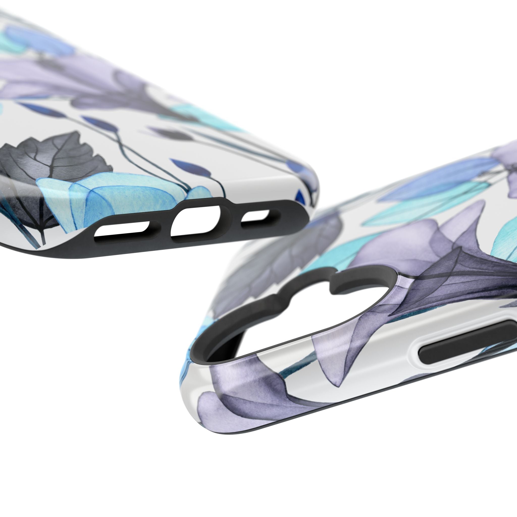 Customizable: Blue and Purple Floral Impact-Resistant Phone Case