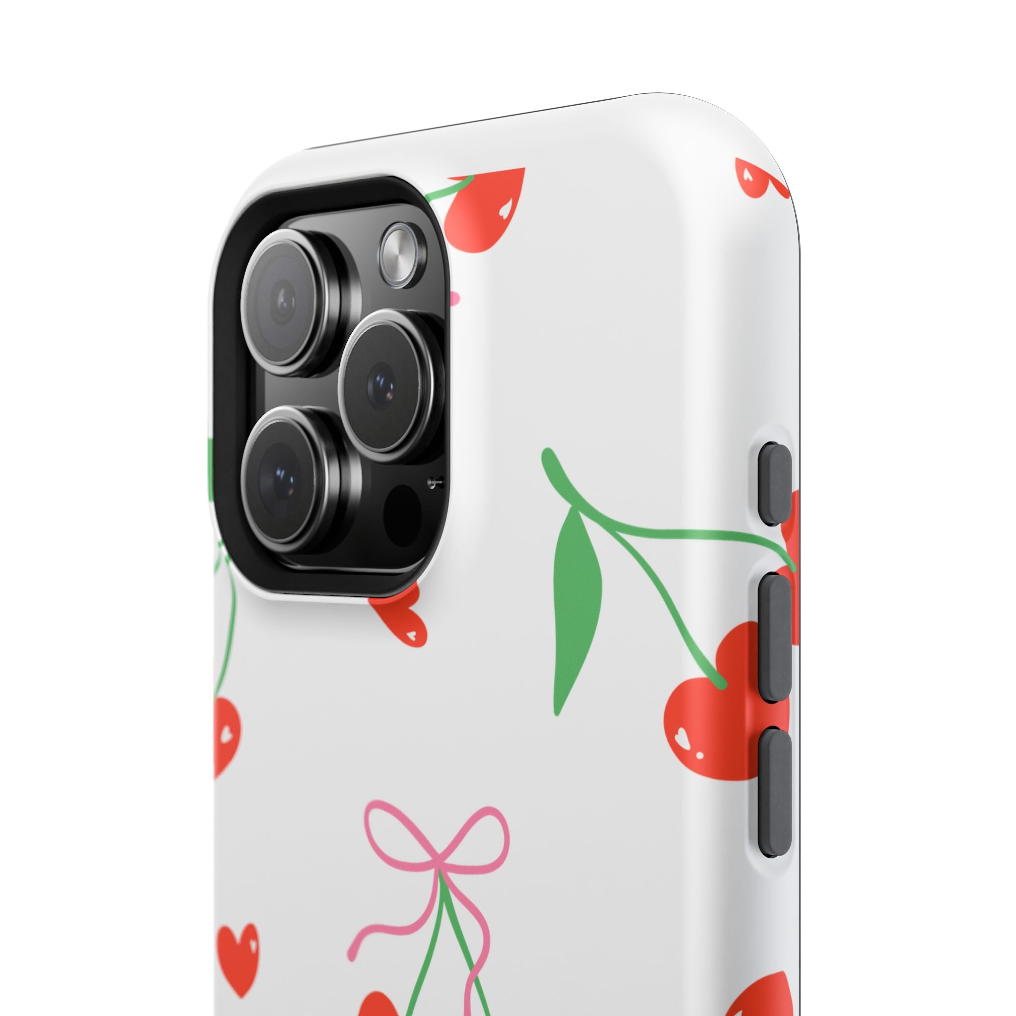 Customizable: Cherry Heart Impact-Resistant Phone Case