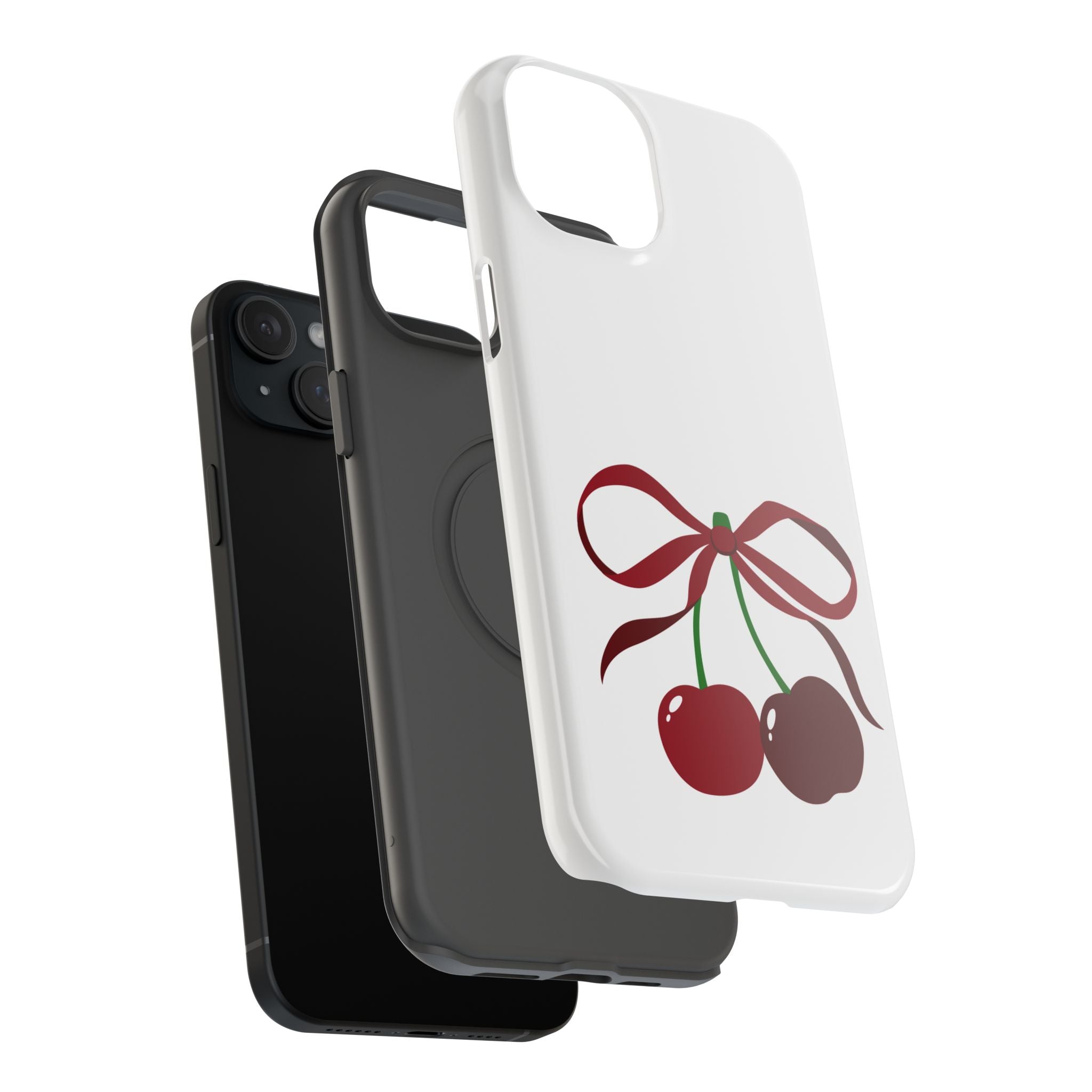 Customizable: Cherry Bow Impact-Resistant Case for Smartphones | Cute Phone Cover | Gift for Her | Cherry Lover's Accessory | Durable Phone Case