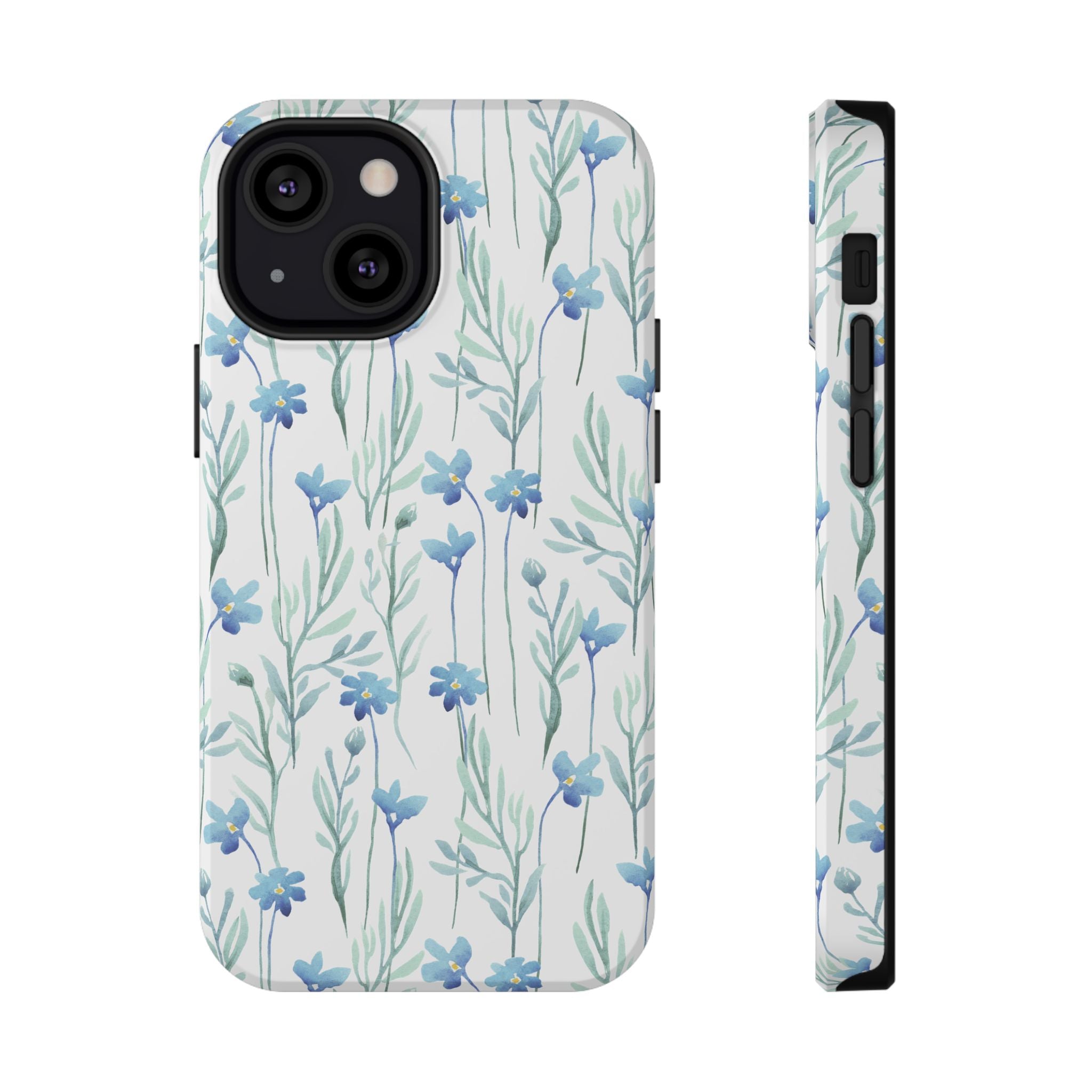 Customizable: Blue Floral Impact-Resistant Phone Case