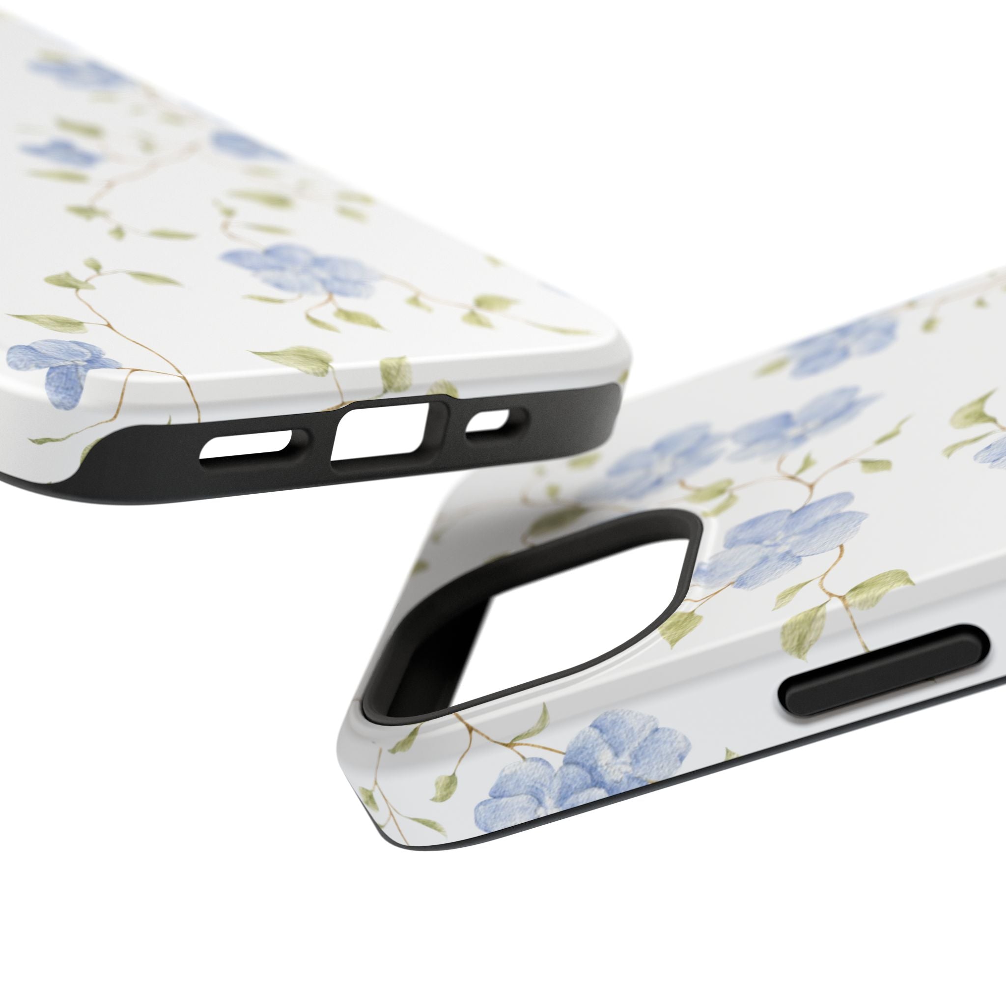 Customizable: Blue Floral Impact-Resistant Phone Case