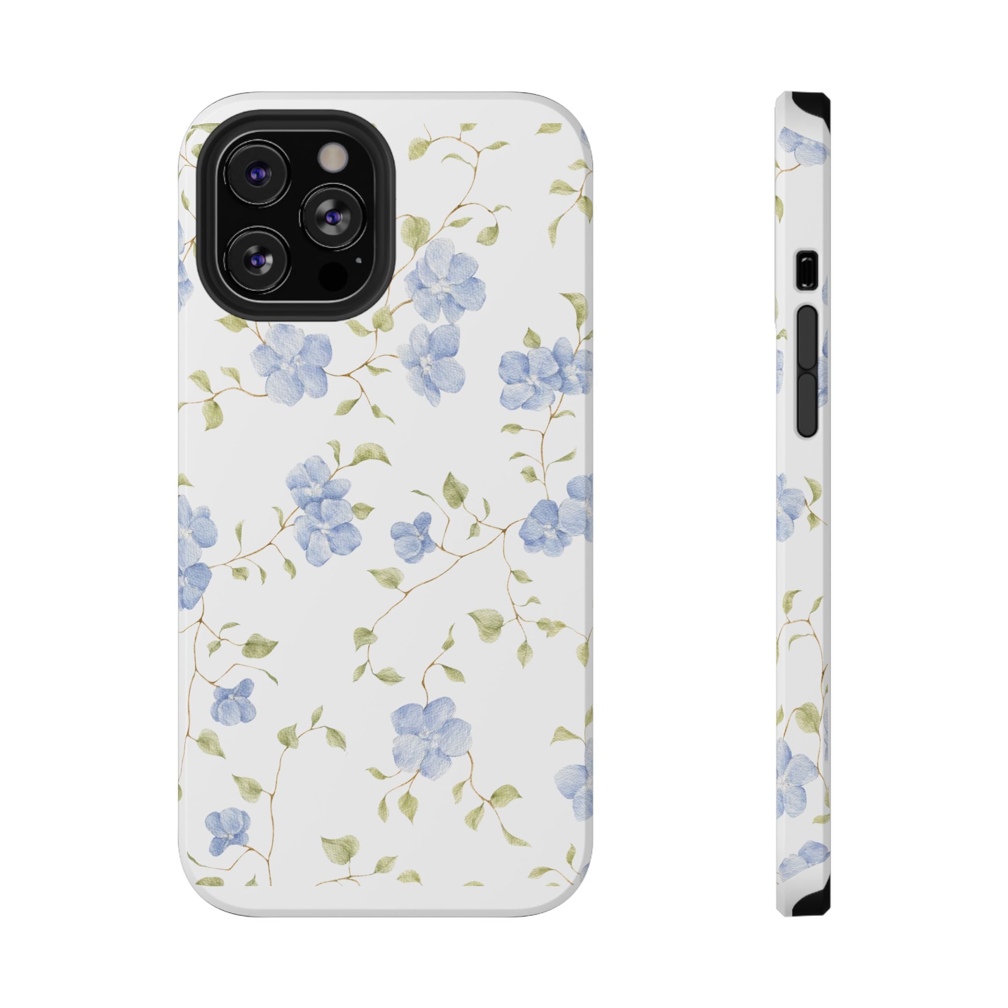 Customizable: Blue Floral Impact-Resistant Phone Case