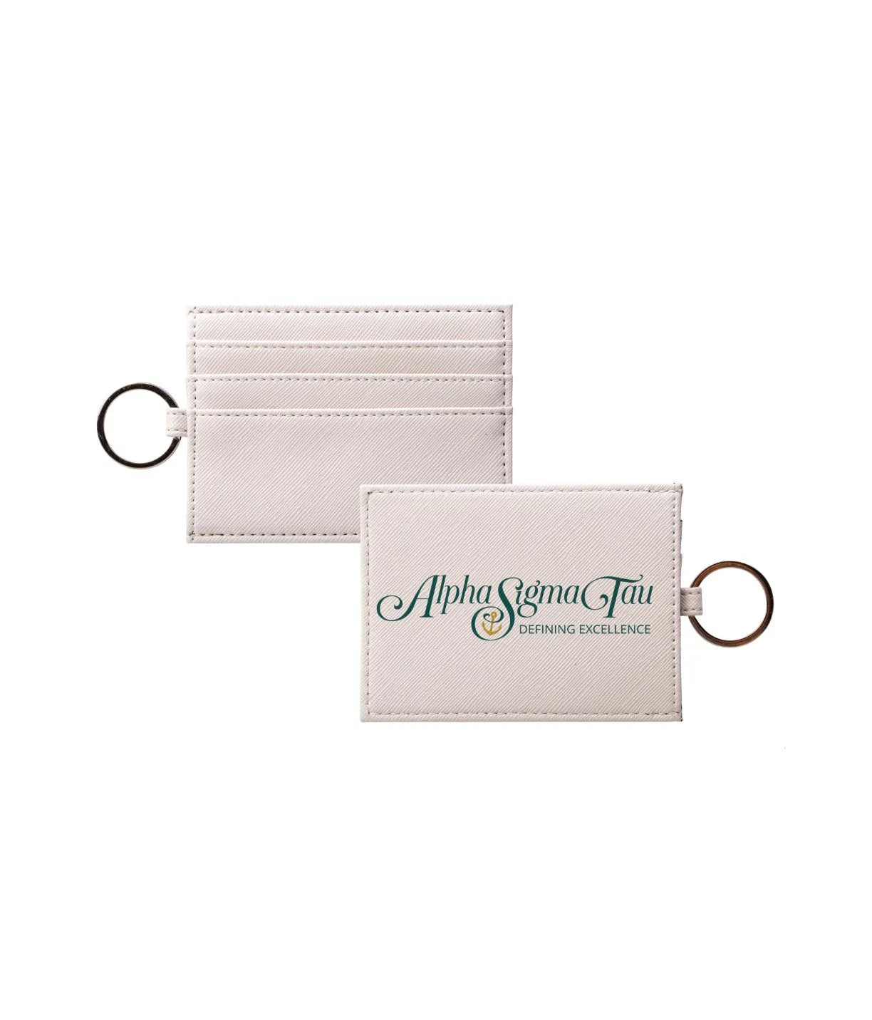 Alpha Sigma Tau Vegan Saffiano Leather Cardholder - Traditional