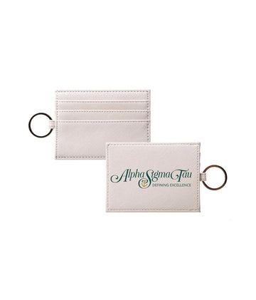 Alpha Sigma Tau Vegan Saffiano Leather Cardholder - Traditional