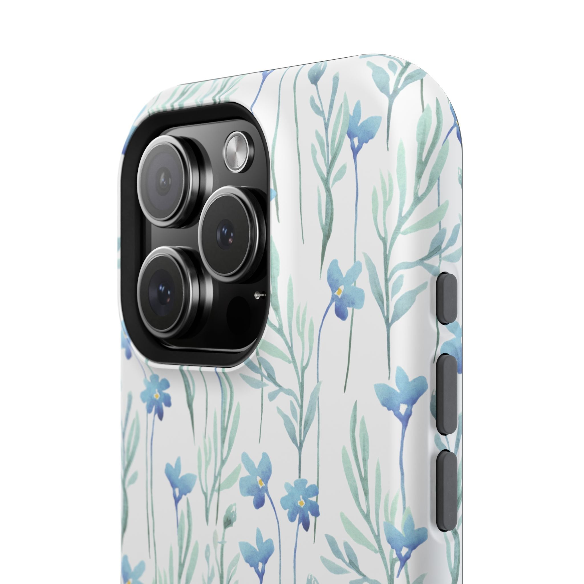 Customizable: Blue Floral Impact-Resistant Phone Case