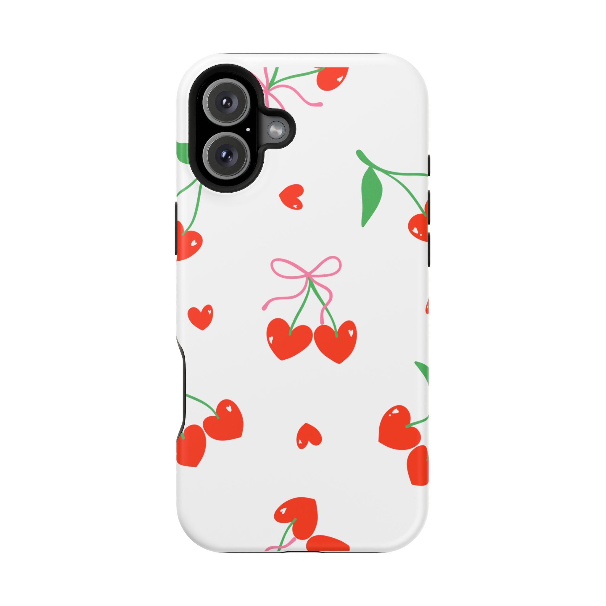 Customizable: Cherry Heart Impact-Resistant Phone Case