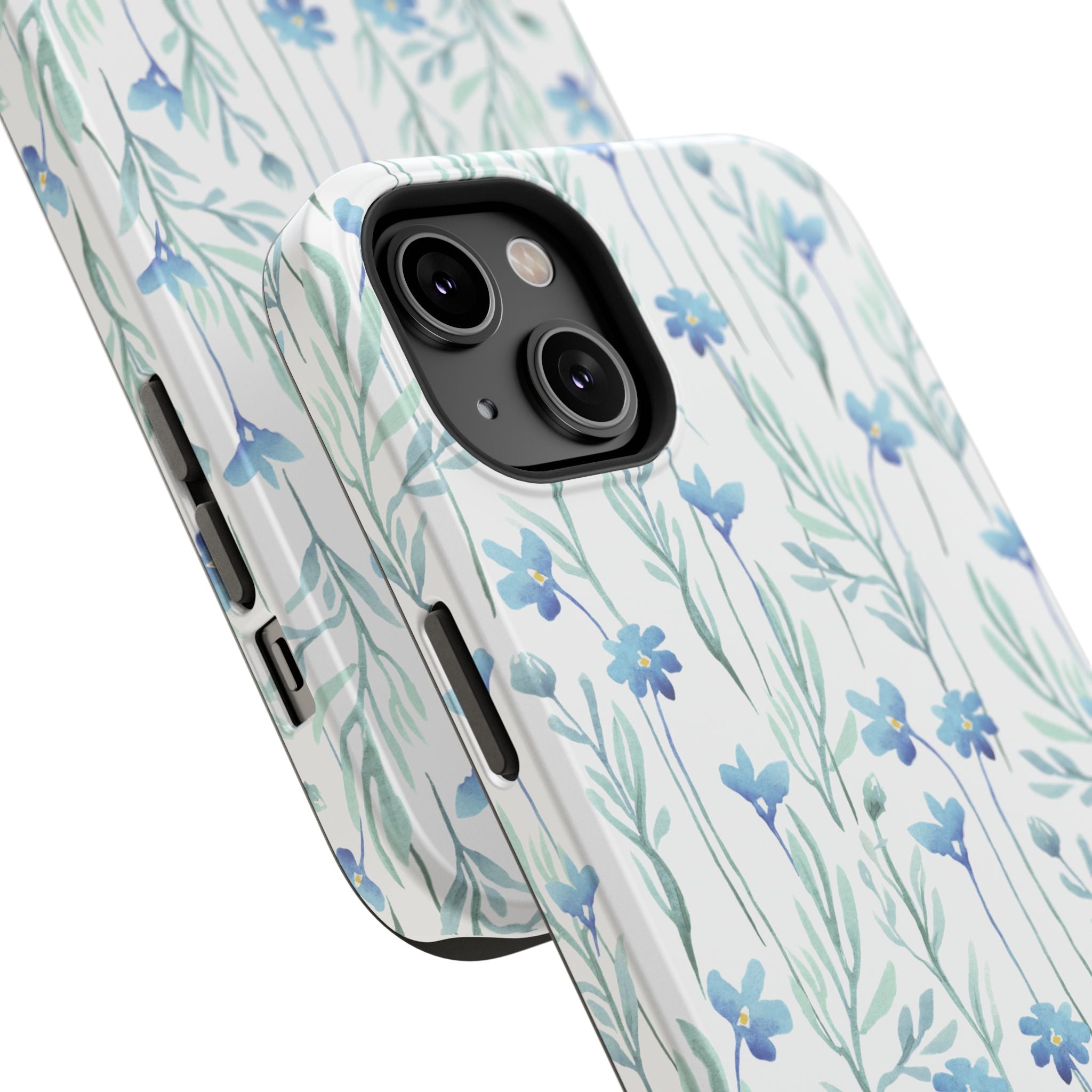 Customizable: Blue Floral Impact-Resistant Phone Case