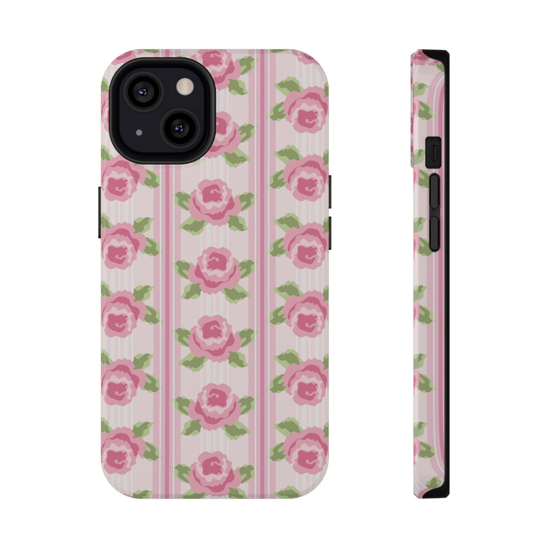 Phone case with pink floral pattern on a white background
