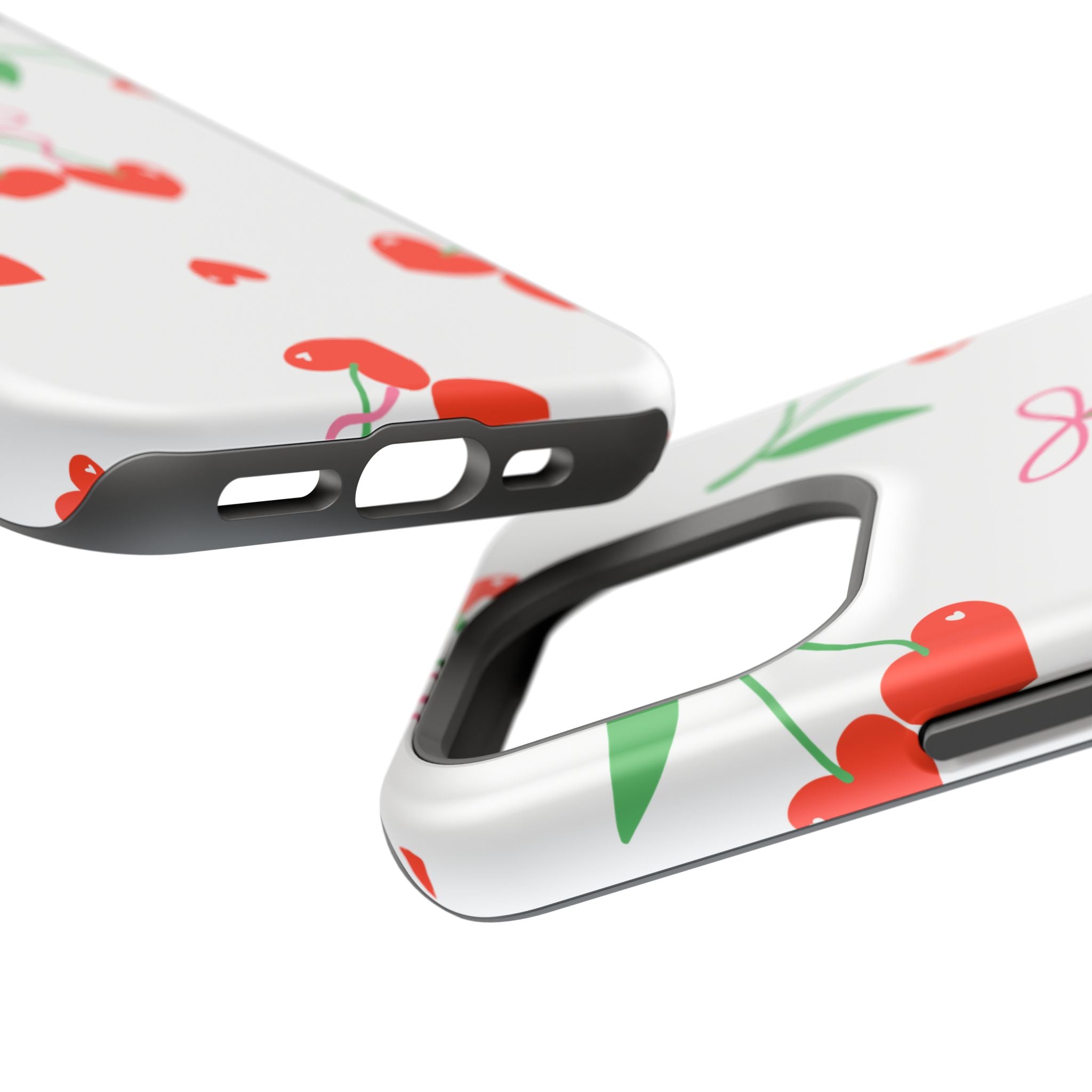 Customizable: Cherry Heart Impact-Resistant Phone Case