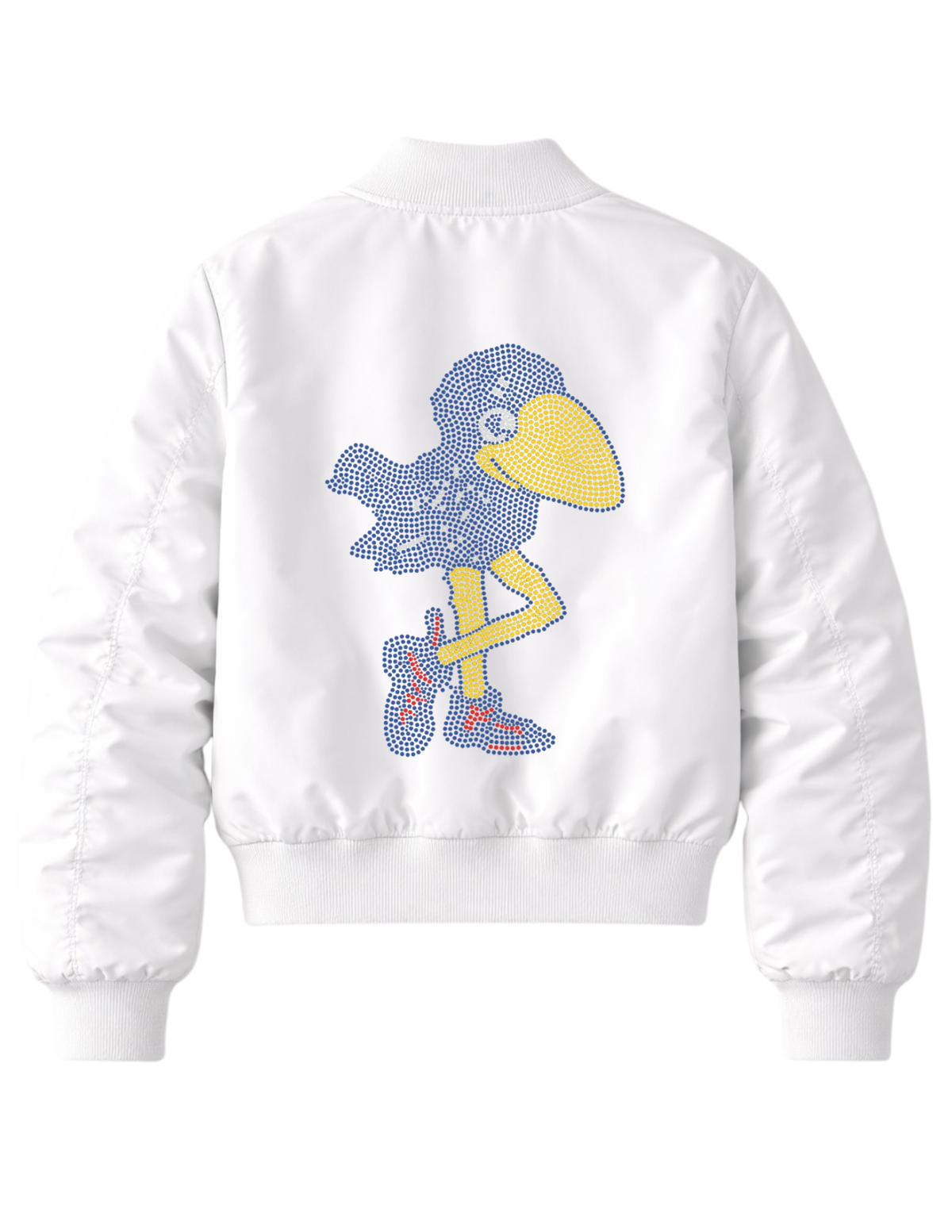 University of Kansas Vintage Jayhawk White Bomber Jacket