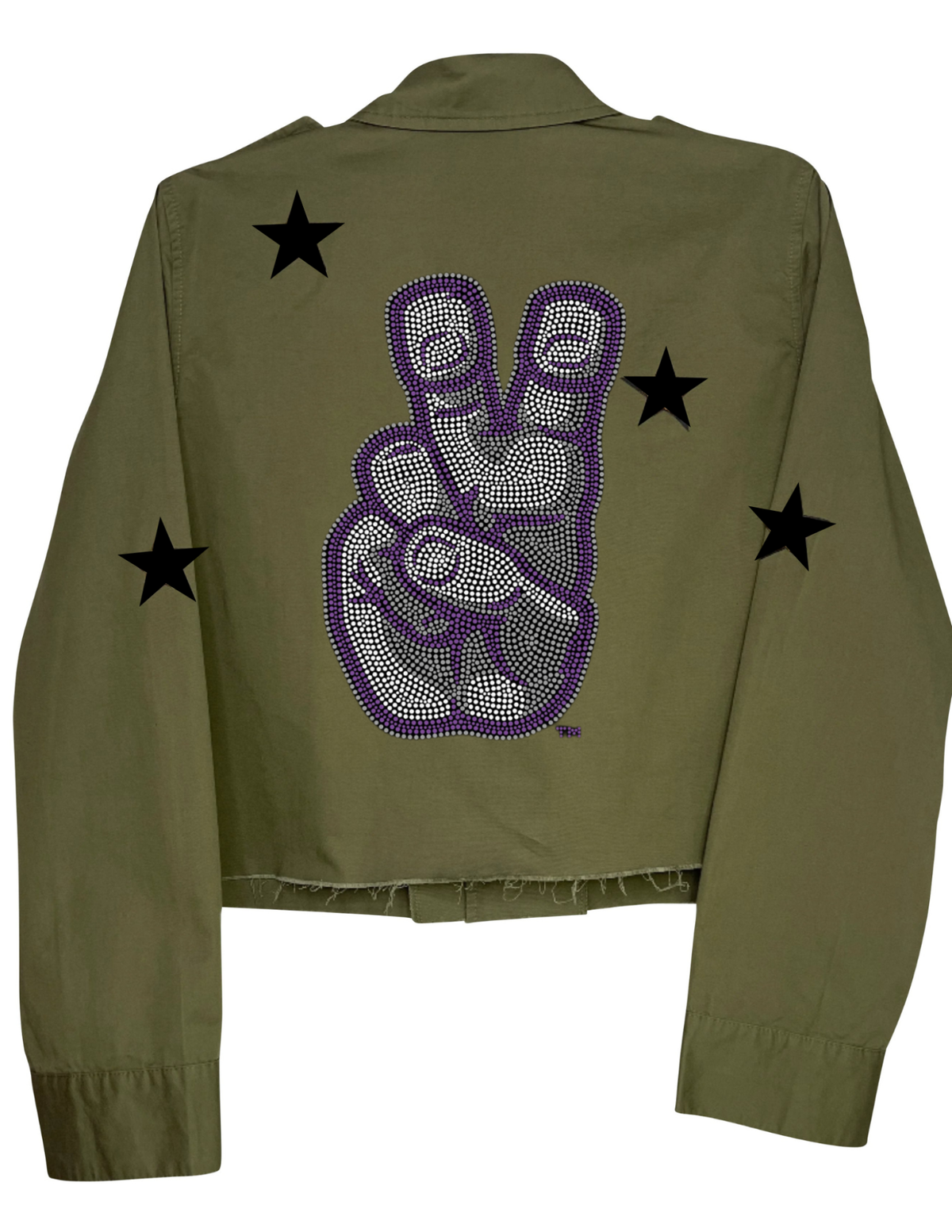 TCU Frog Horns Hand Sign Logo Army Green Shacket