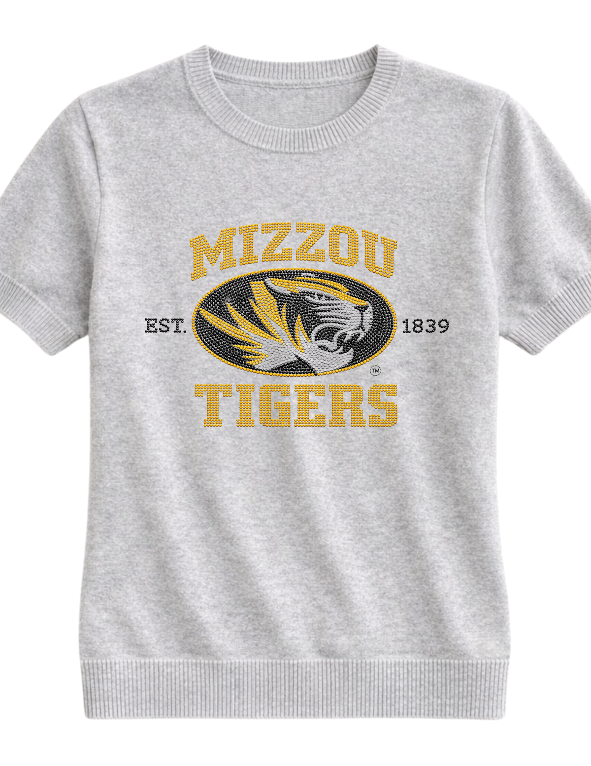 University of Missouri EST 1839 Gray Short Sleeve Sweater