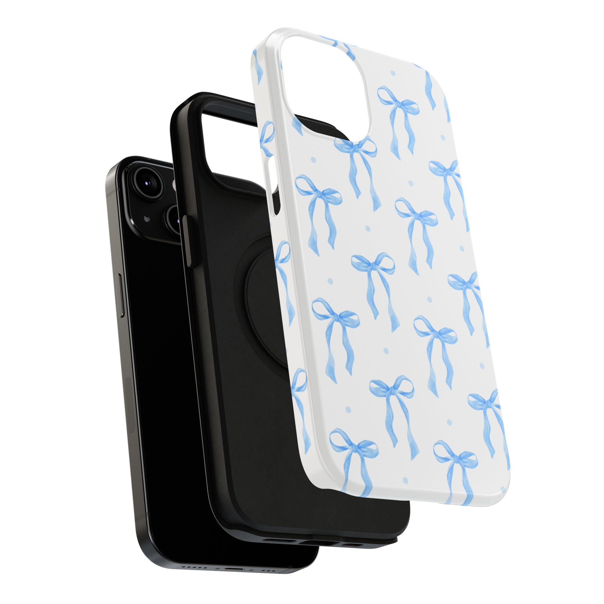 Customizable: Chic Blue Coquette Bow Impact-Resistant Phone Case