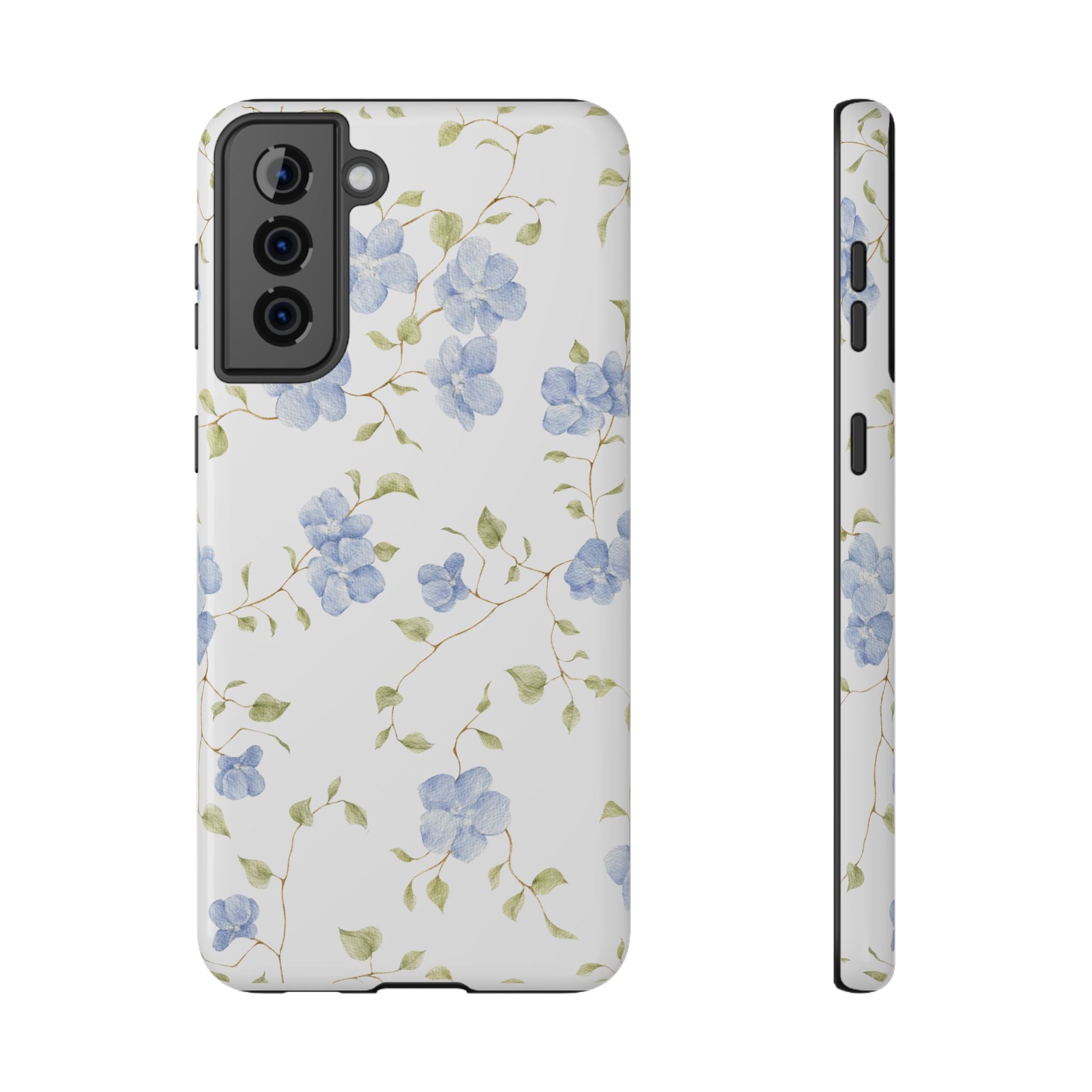 Customizable: Blue Floral Impact-Resistant Phone Case