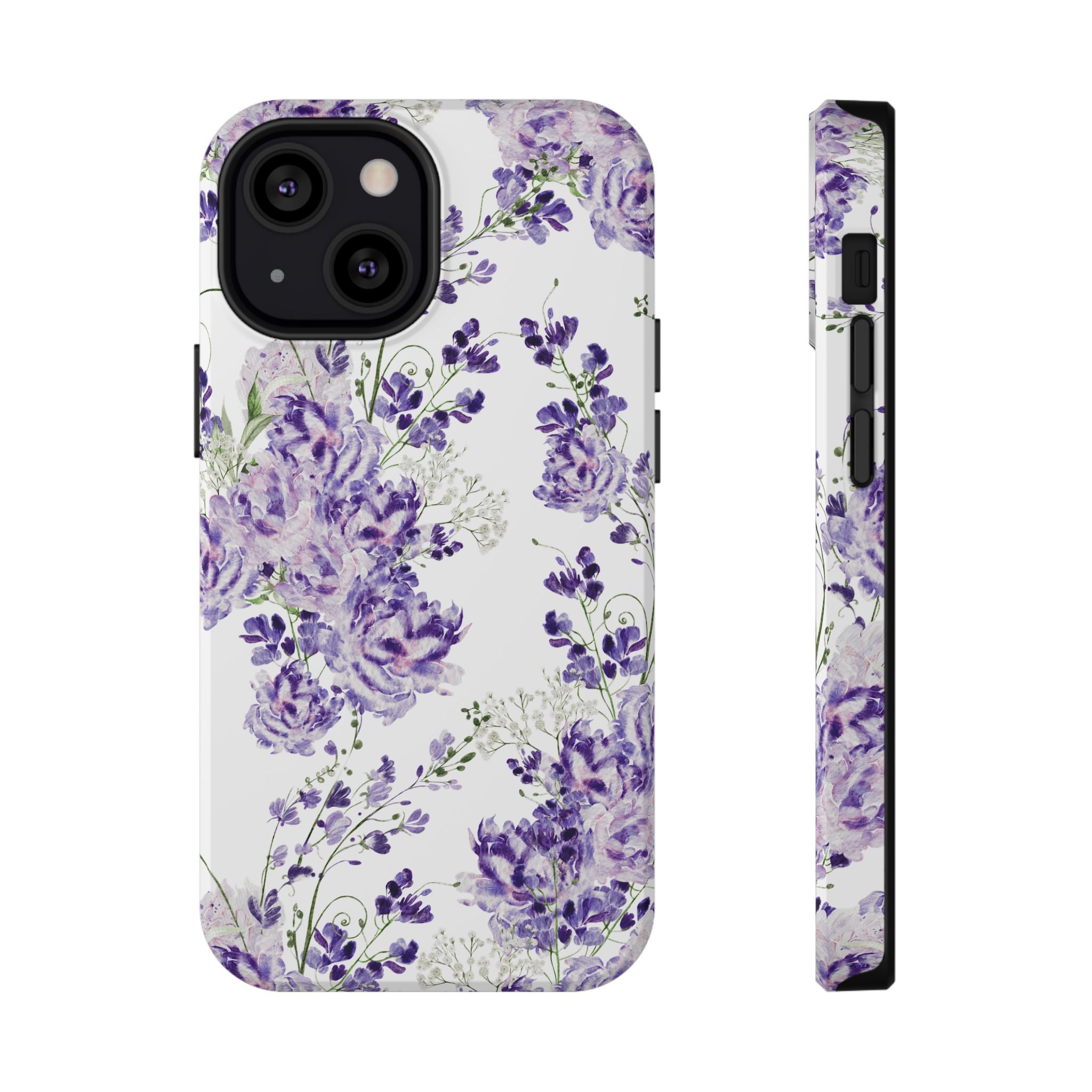 Customizable: Purple Floral Impact-Resistant Phone Case