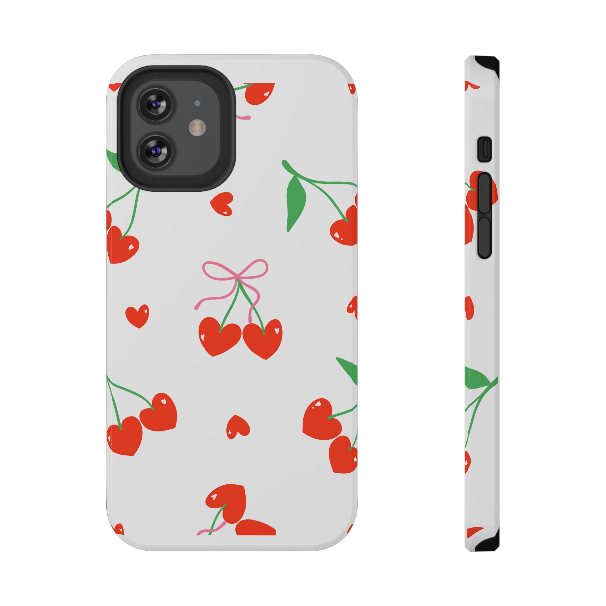 Customizable: Cherry Heart Impact-Resistant Phone Case