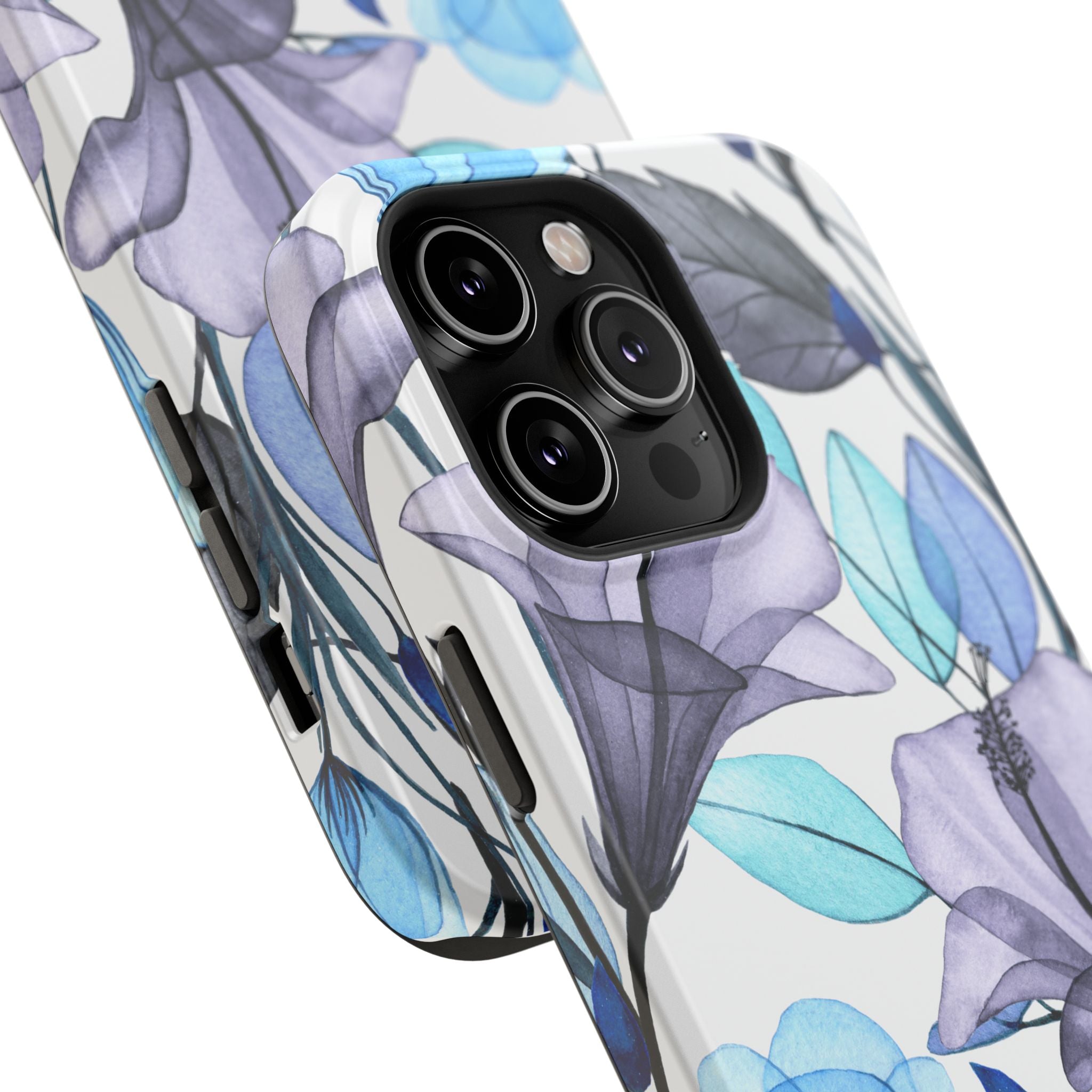 Customizable: Blue and Purple Floral Impact-Resistant Phone Case