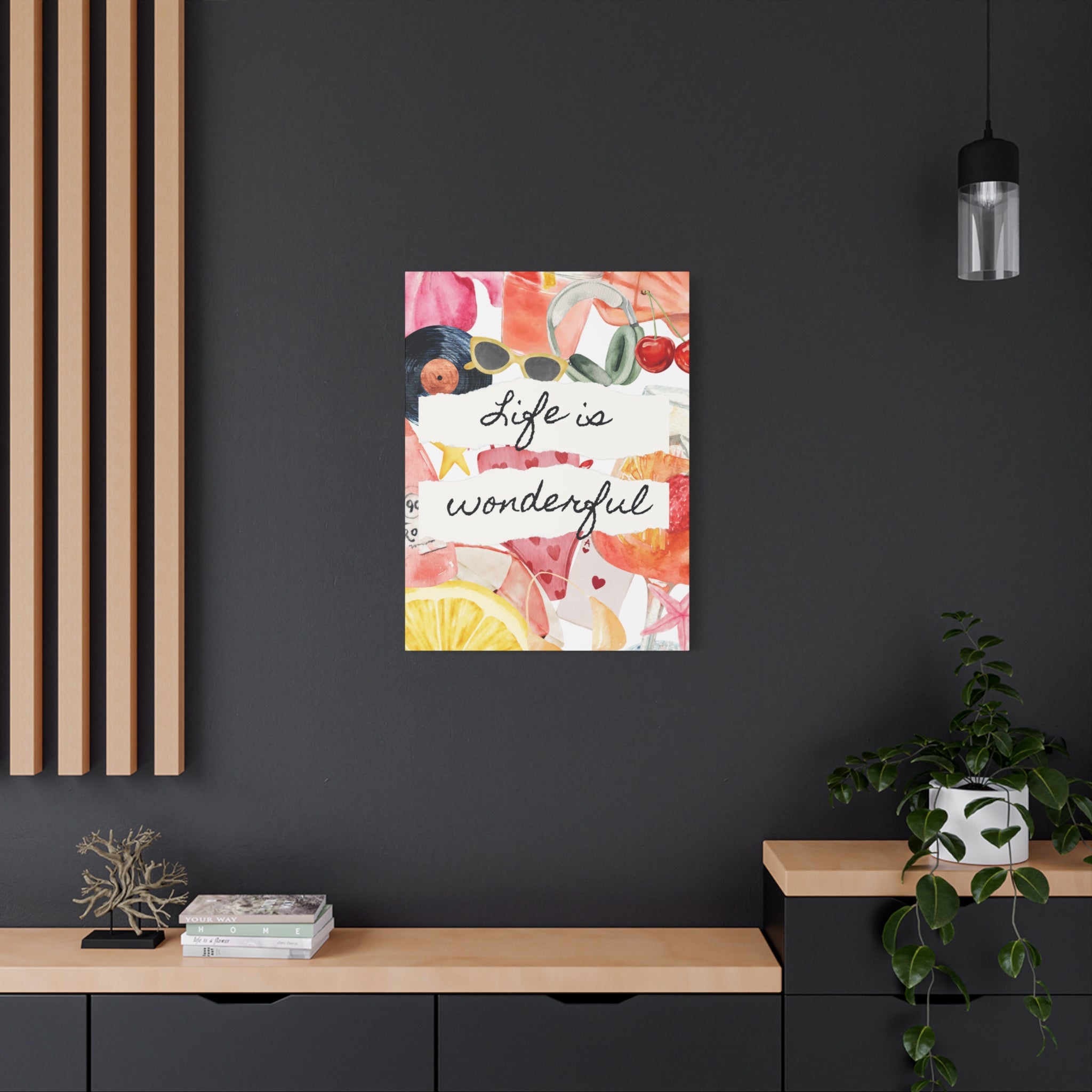 Life is Wonderful Canvas Wall Art, Colorful Decor, Inspirational Gift, Home Display, Summery Wall Art, Motivational Print