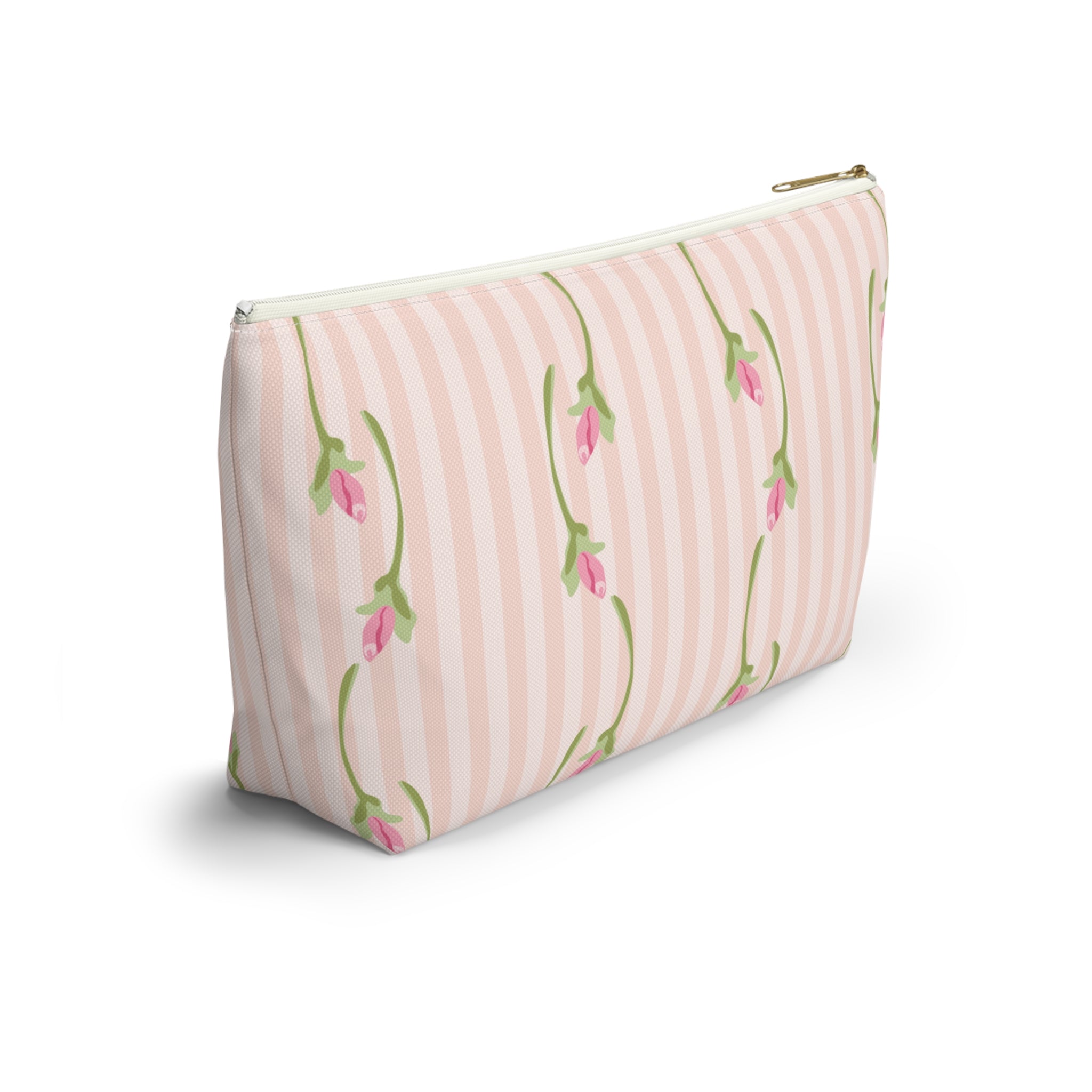 Customizable: Floral Accessory Pouch with T-bottom