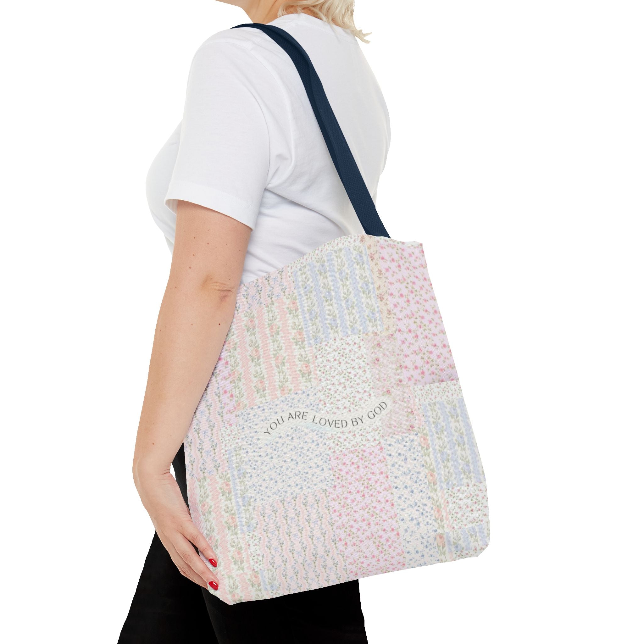 Spiritual Tote Bag with Floral Design, Inspirational Gift for Women, Church Bag, Eco-Friendly Shoulder Tote, Everyday Use