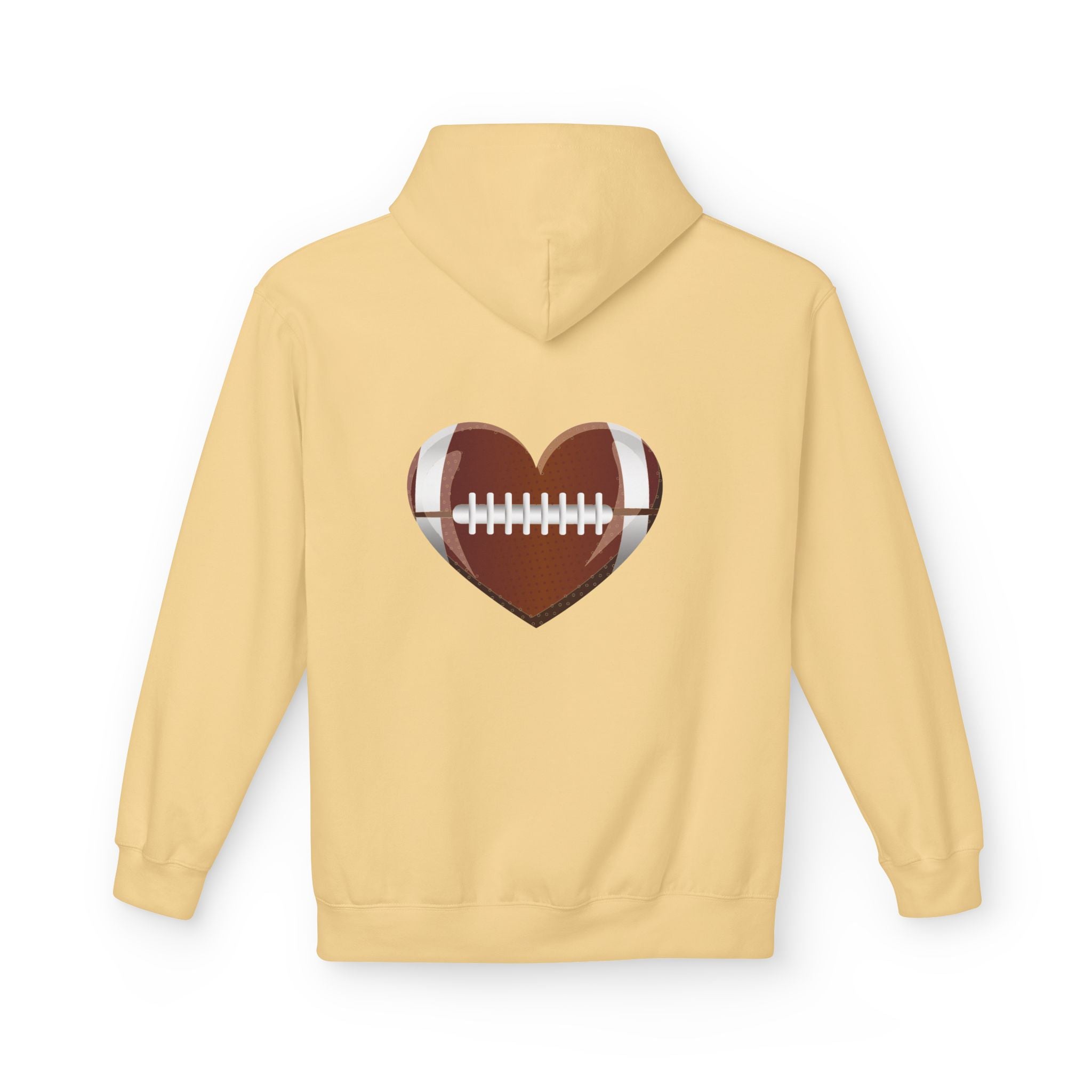 Football Heart Hoodie - Midweight Fleece Sweatshirt for Sports Fans, Gift for Holidays, Game Day Apparel, Cozy and Casual