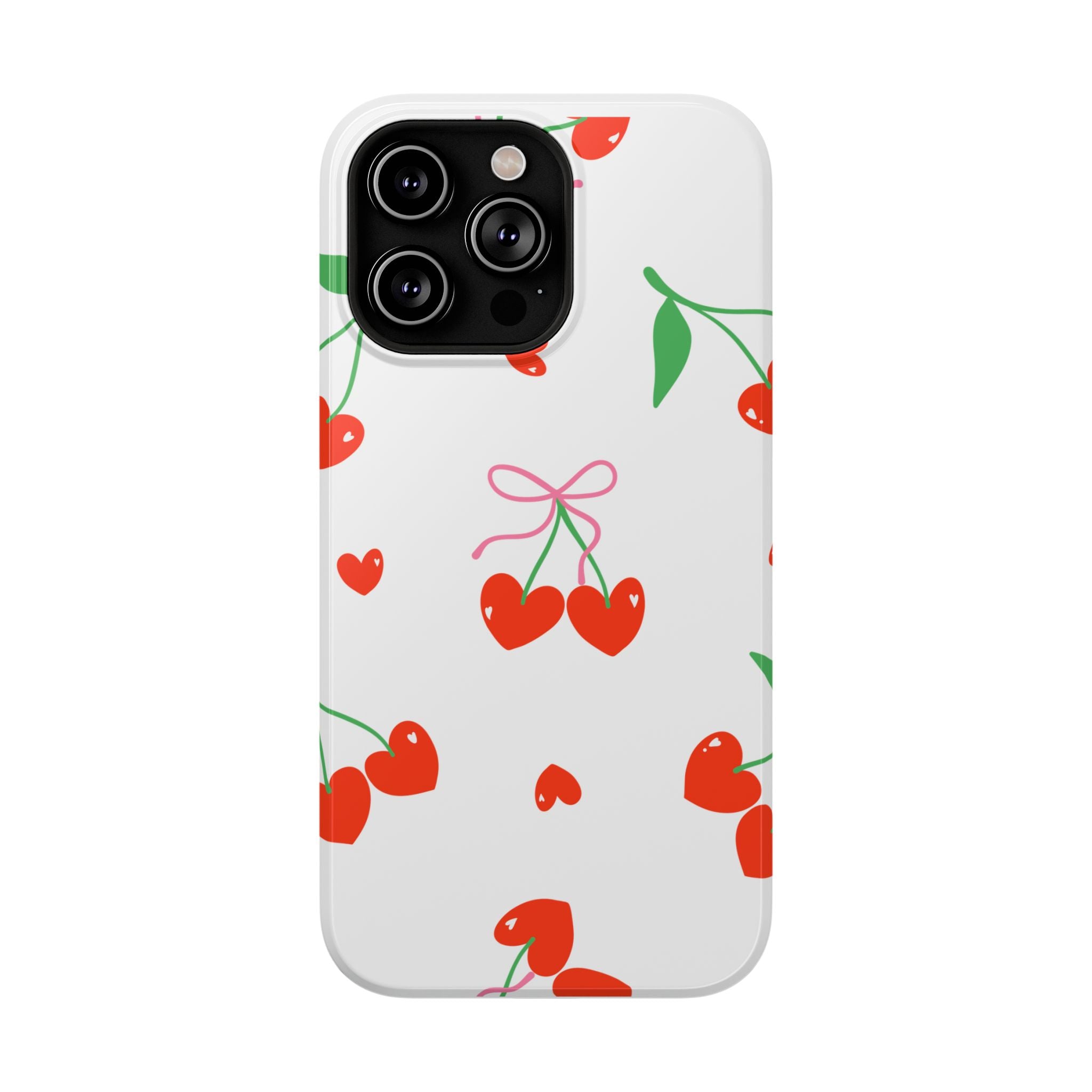 Customizable: Cherry Heart Impact-Resistant Phone Case