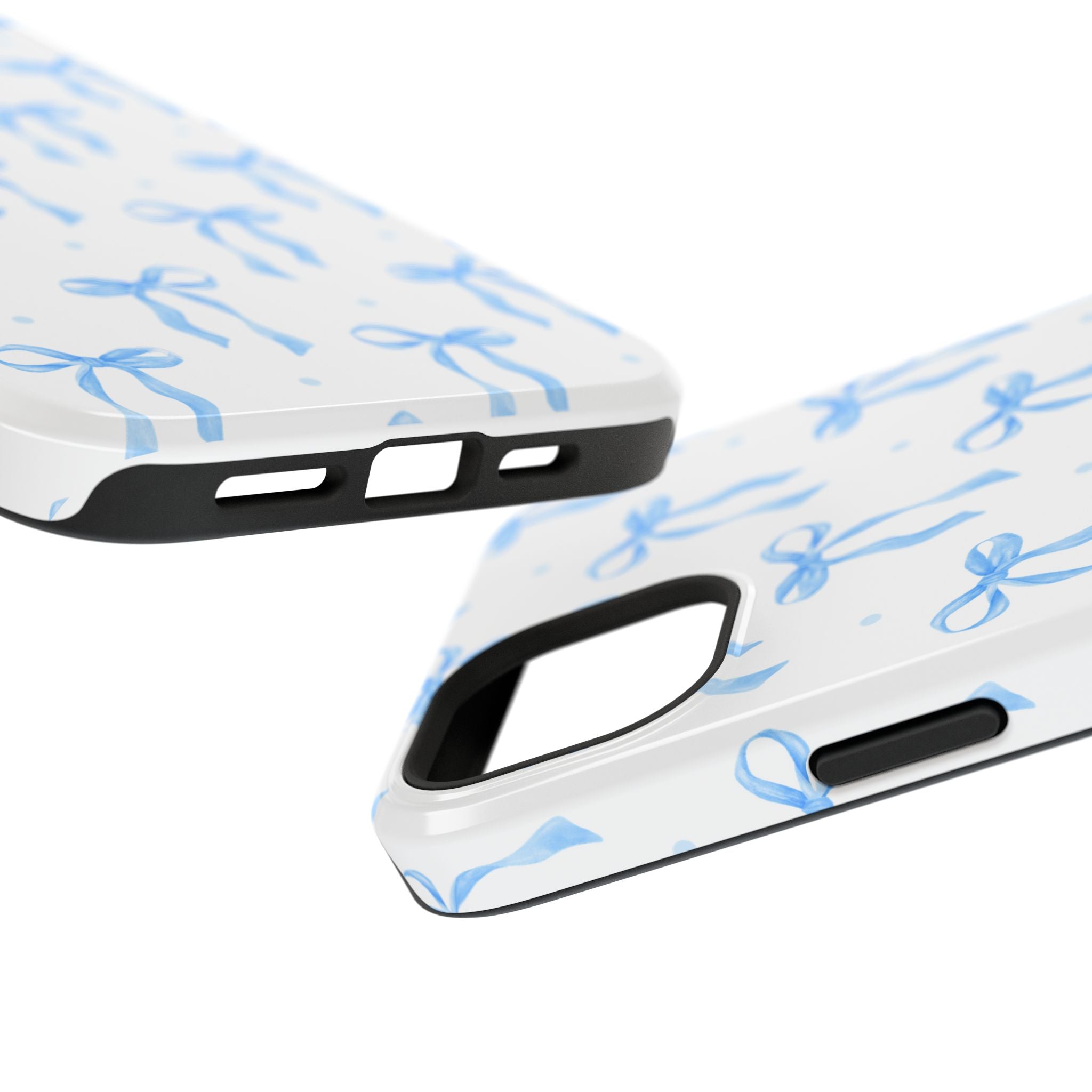 Customizable: Chic Blue Coquette Bow Impact-Resistant Phone Case