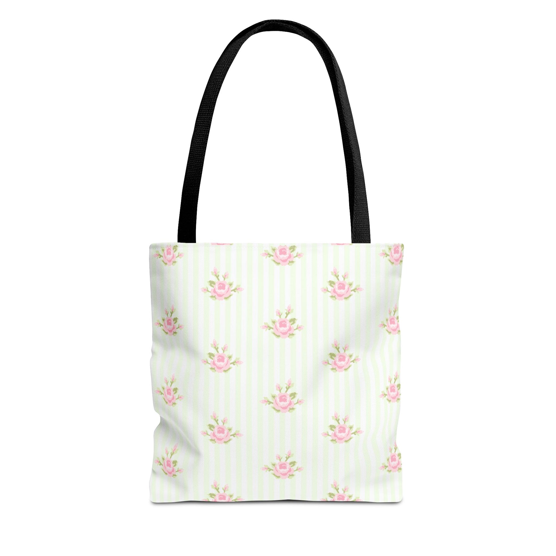 Tote bag with floral pattern on a white background