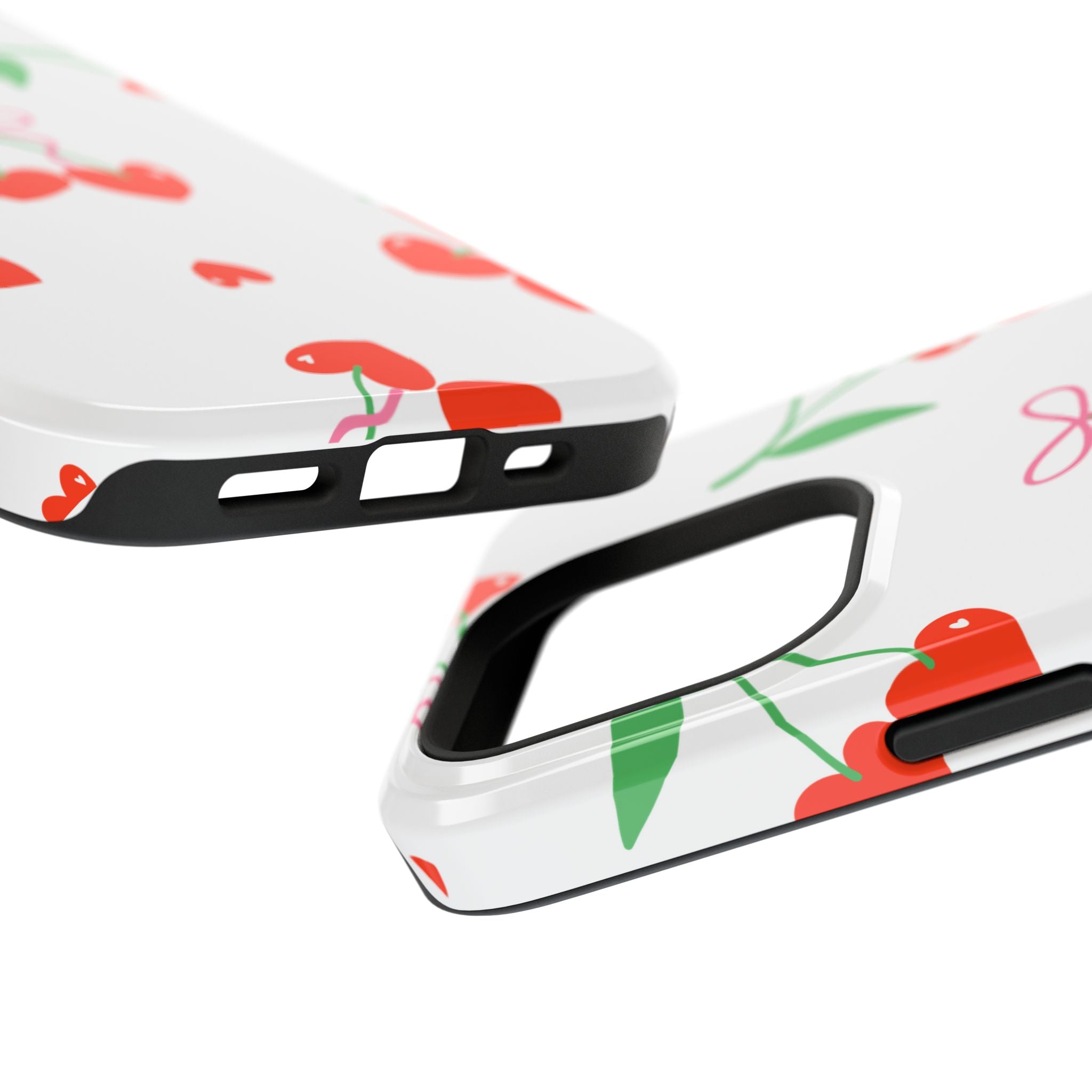 Customizable: Cherry Heart Impact-Resistant Phone Case