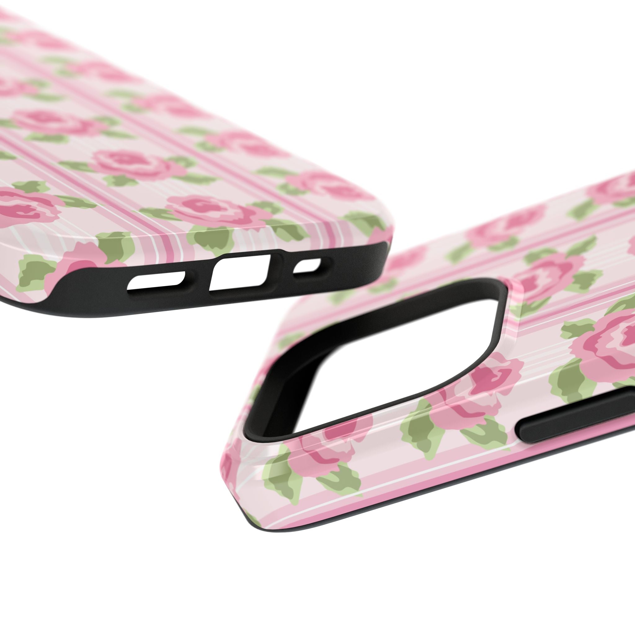 Customizable: Floral Impact-Resistant Phone Case, Pink Rose Pattern