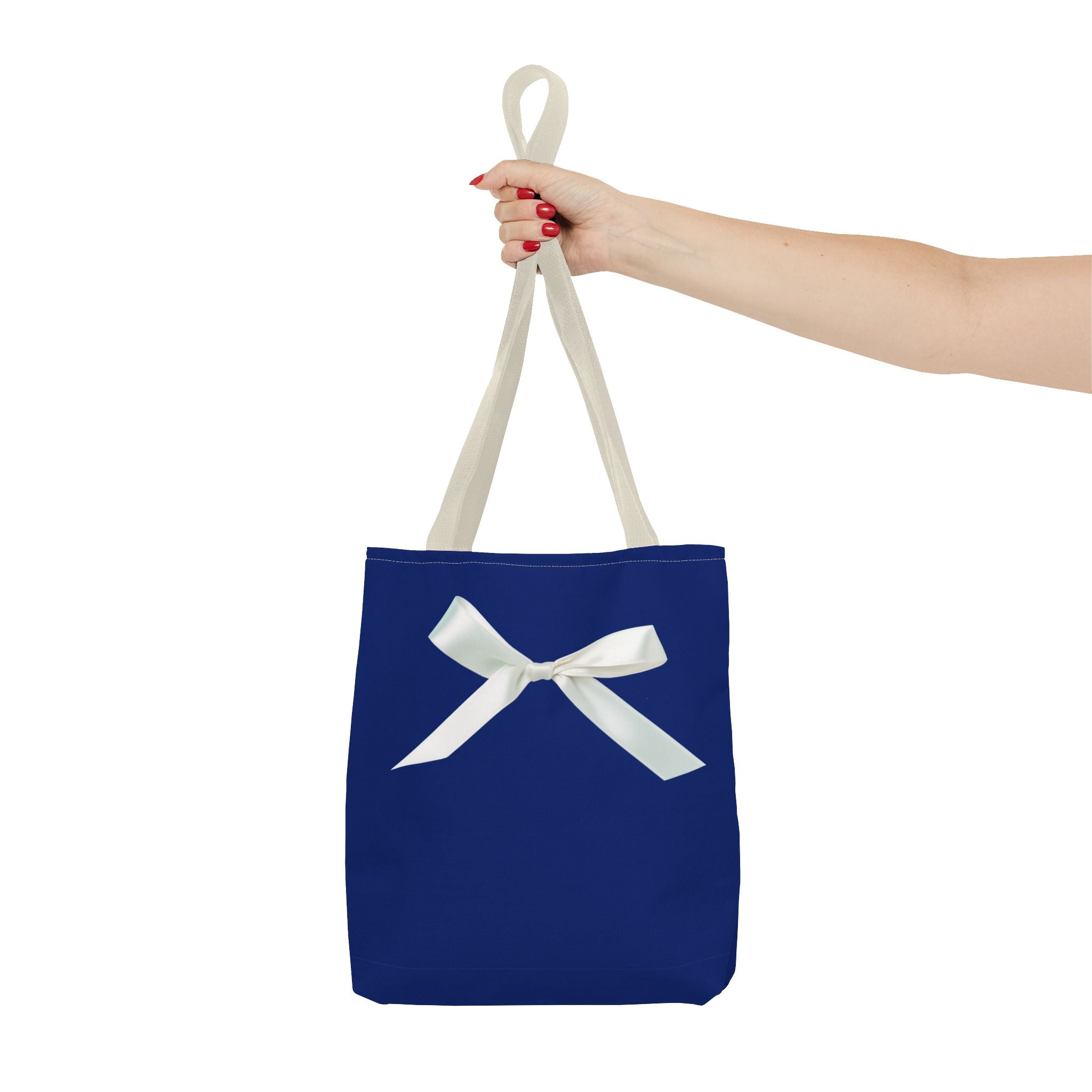 Elegant Blue Tote Bag with White Bow, Stylish Carryall, Perfect Gift for Her, Bridesmaid Tote, Wedding Accessory, Everyday Use