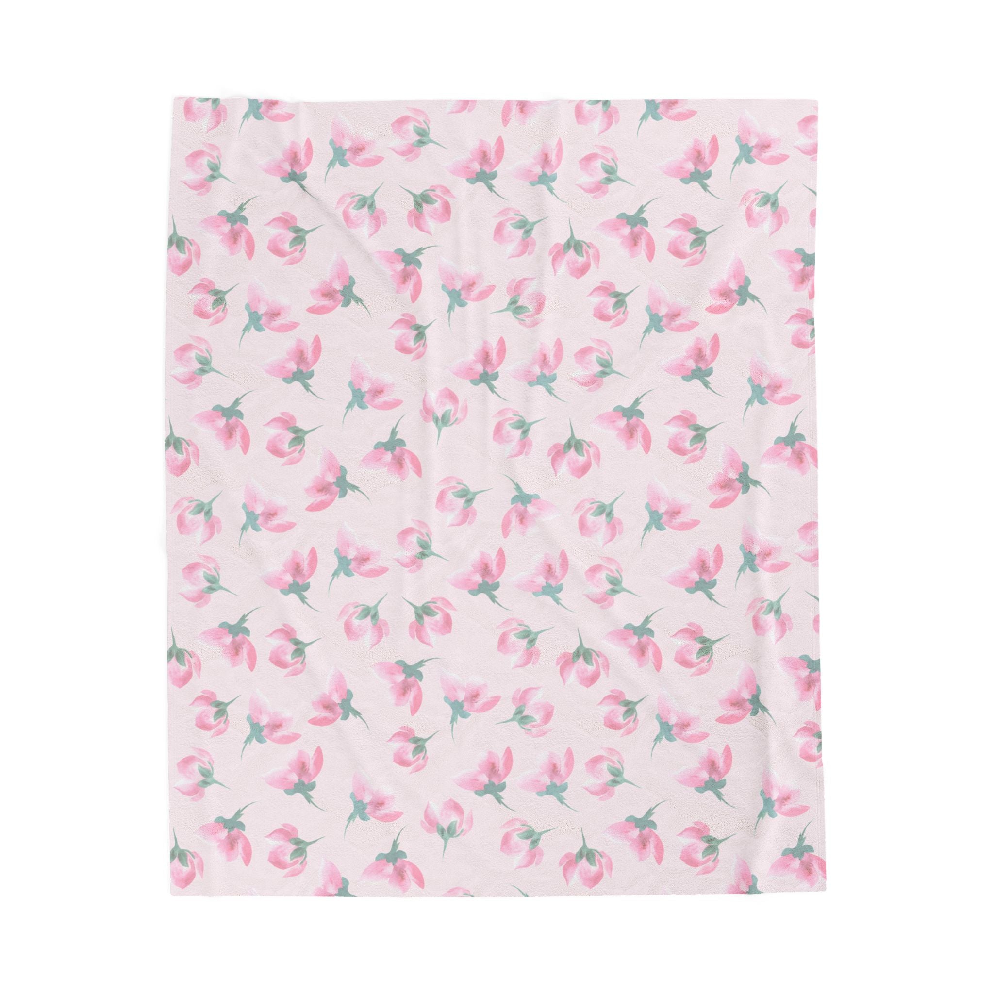 Floral patterned fabric with pink flowers on a light pink background