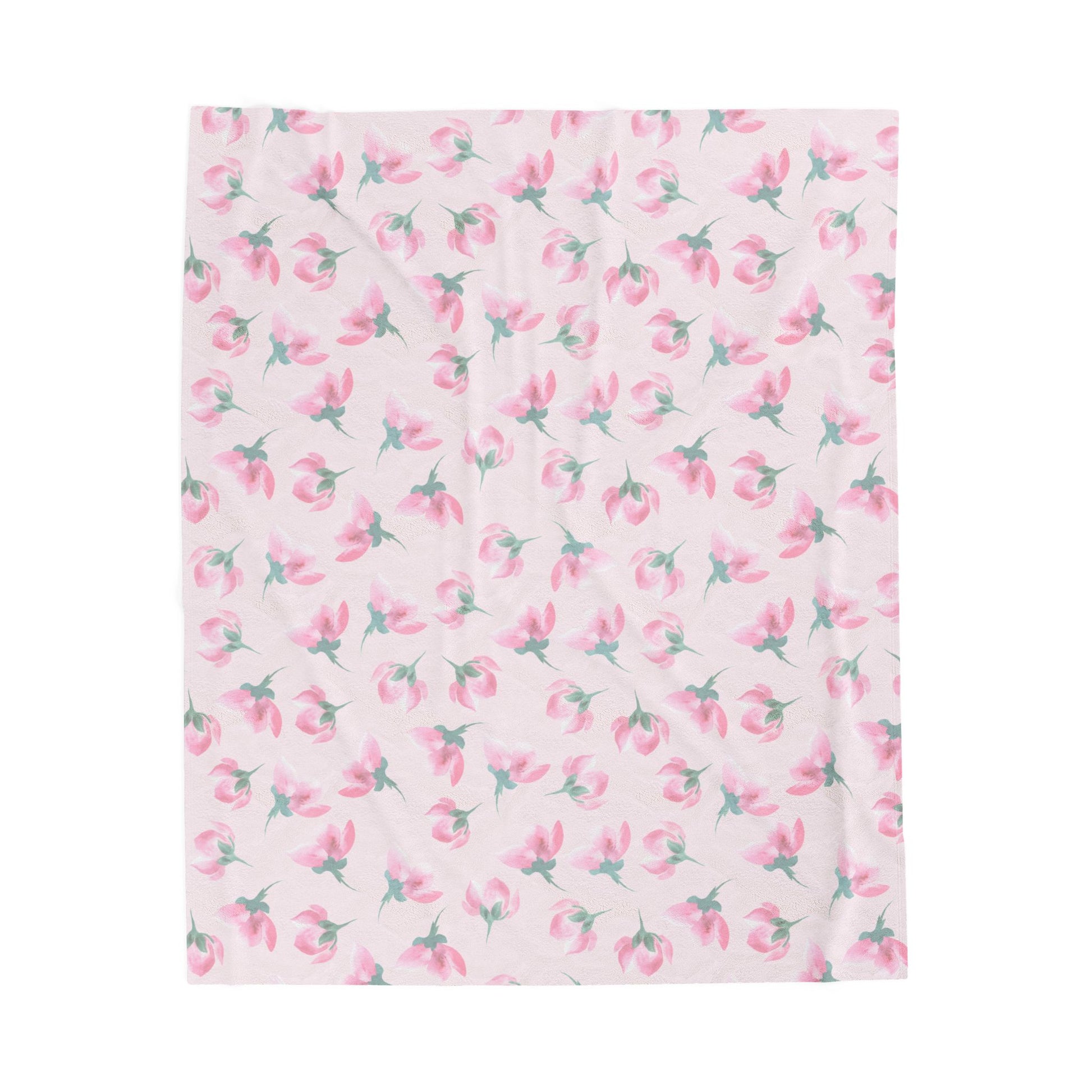 Floral patterned fabric with pink flowers on a light pink background