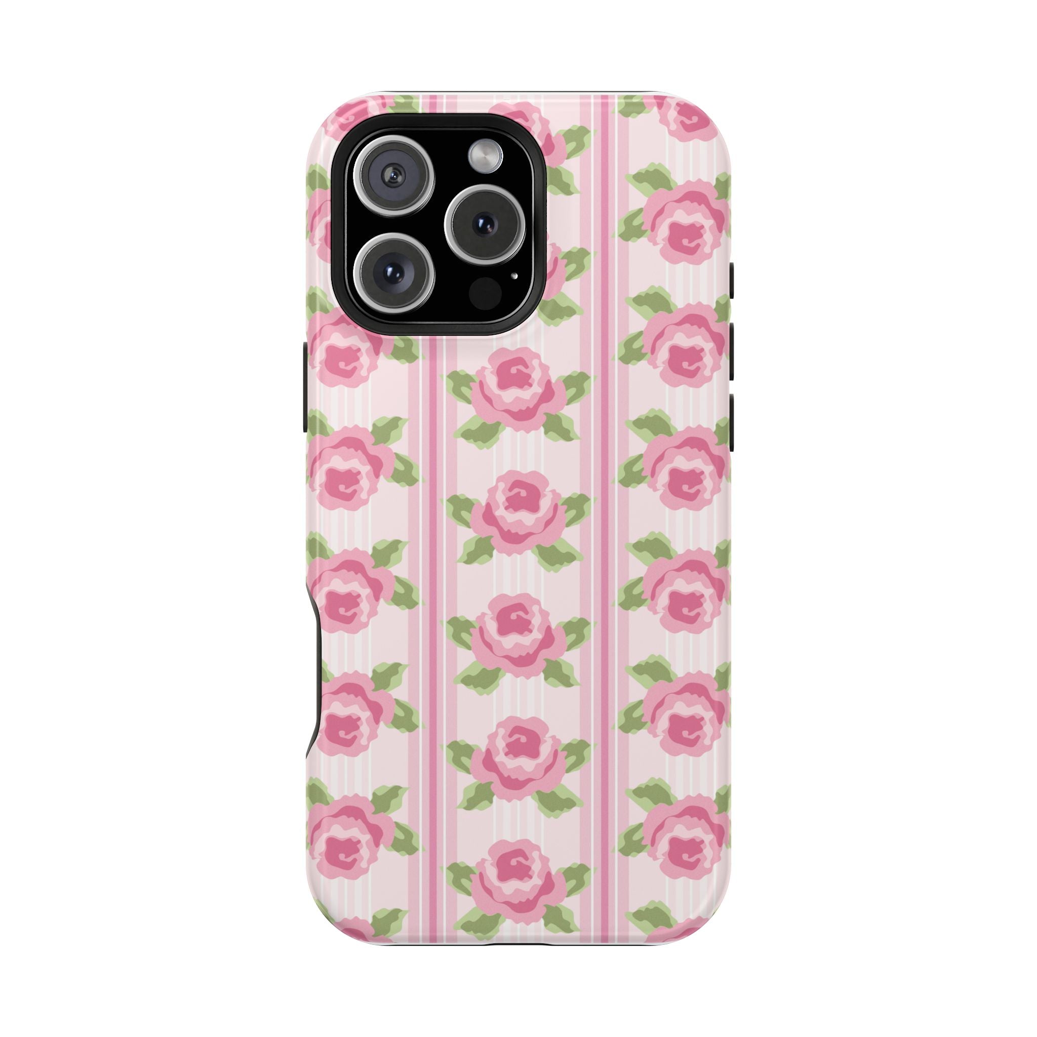 Customizable: Floral Impact-Resistant Phone Case, Pink Rose Pattern