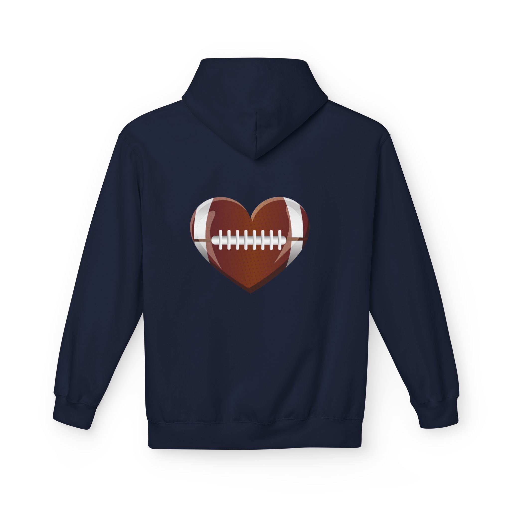 Football Heart Hoodie - Midweight Fleece Sweatshirt for Sports Fans, Gift for Holidays, Game Day Apparel, Cozy and Casual
