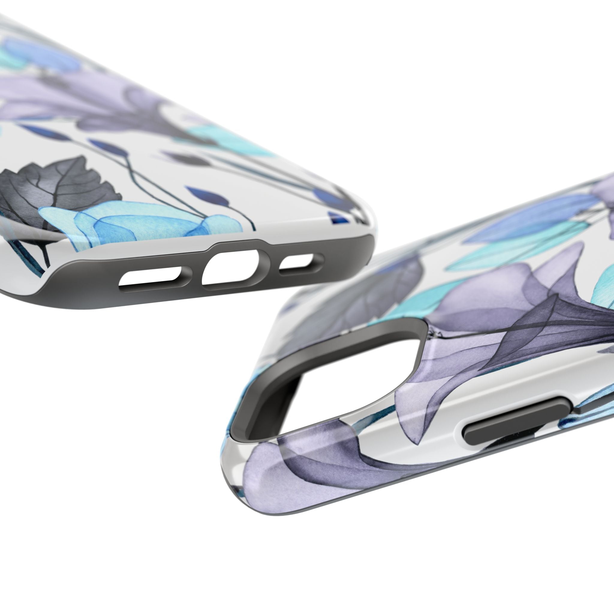 Customizable: Blue and Purple Floral Impact-Resistant Phone Case
