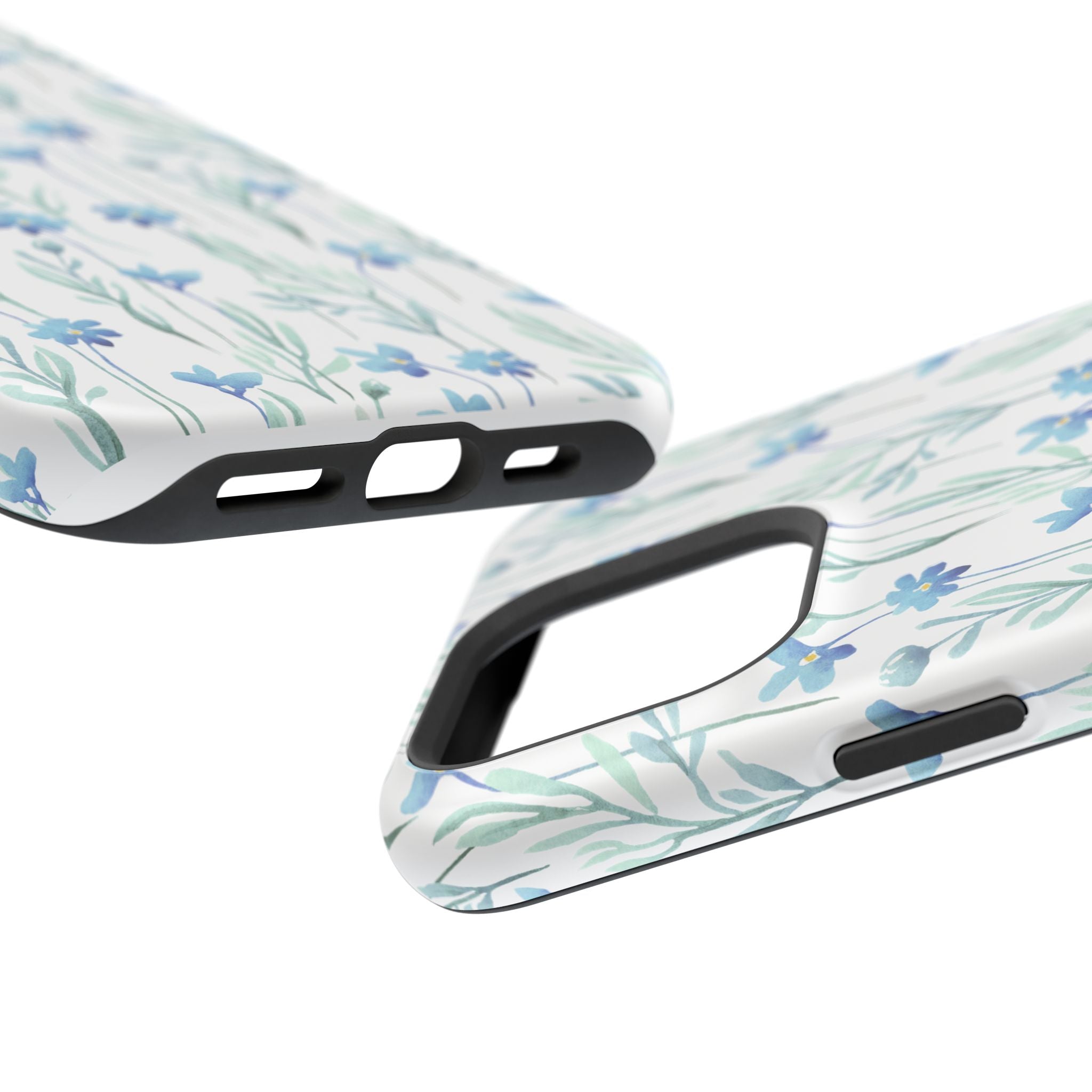 Customizable: Blue Floral Impact-Resistant Phone Case