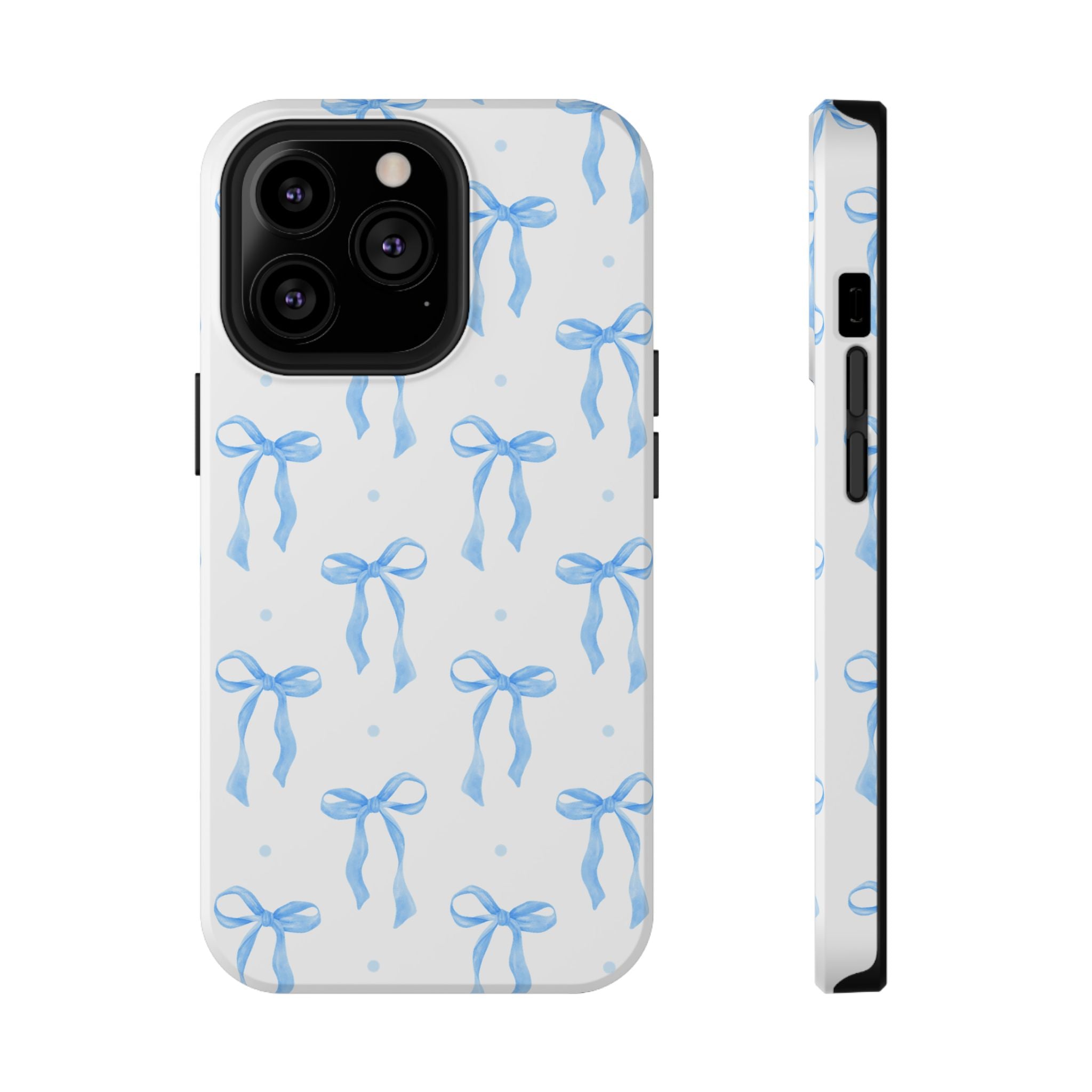 Customizable: Chic Blue Coquette Bow Impact-Resistant Phone Case