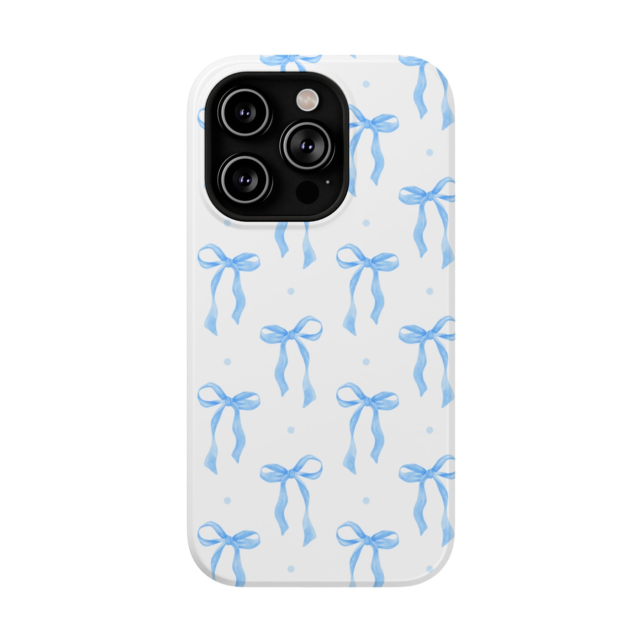 Customizable: Chic Blue Coquette Bow Impact-Resistant Phone Case