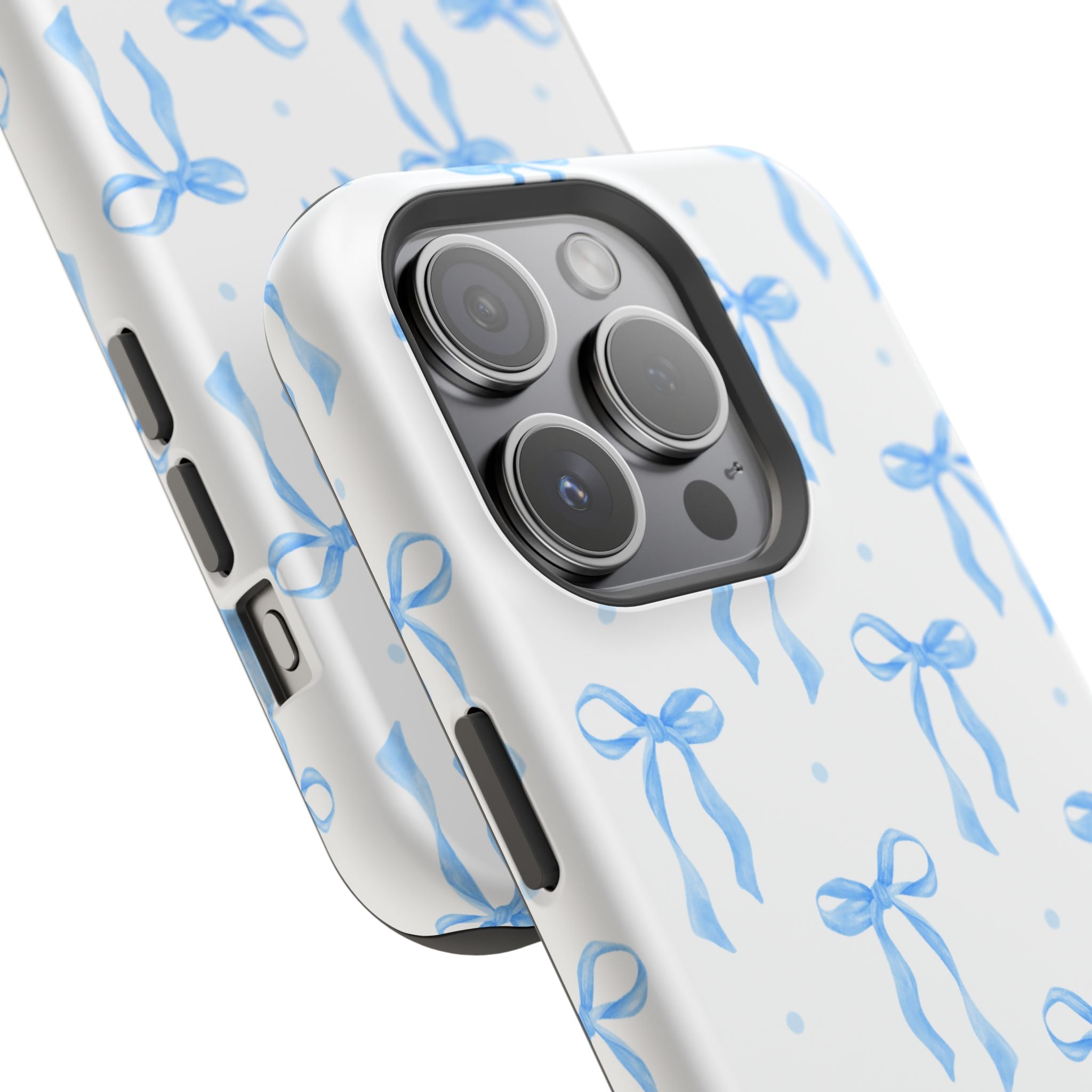 Customizable: Chic Blue Coquette Bow Impact-Resistant Phone Case
