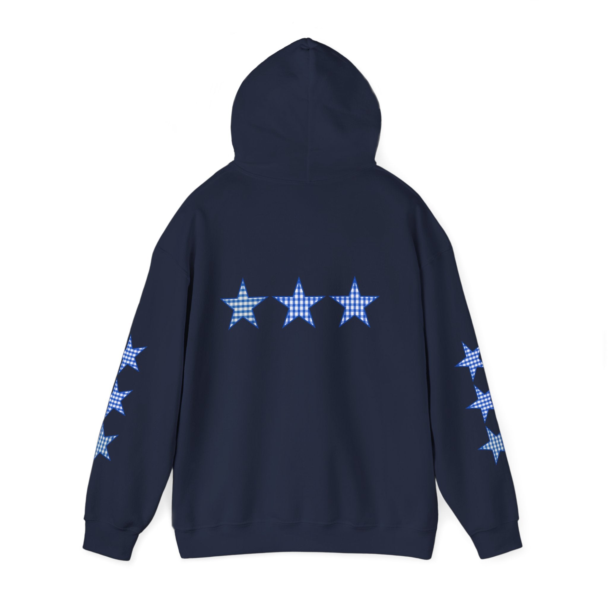Customizable Tri-Star Blue Gingham Hoodie
