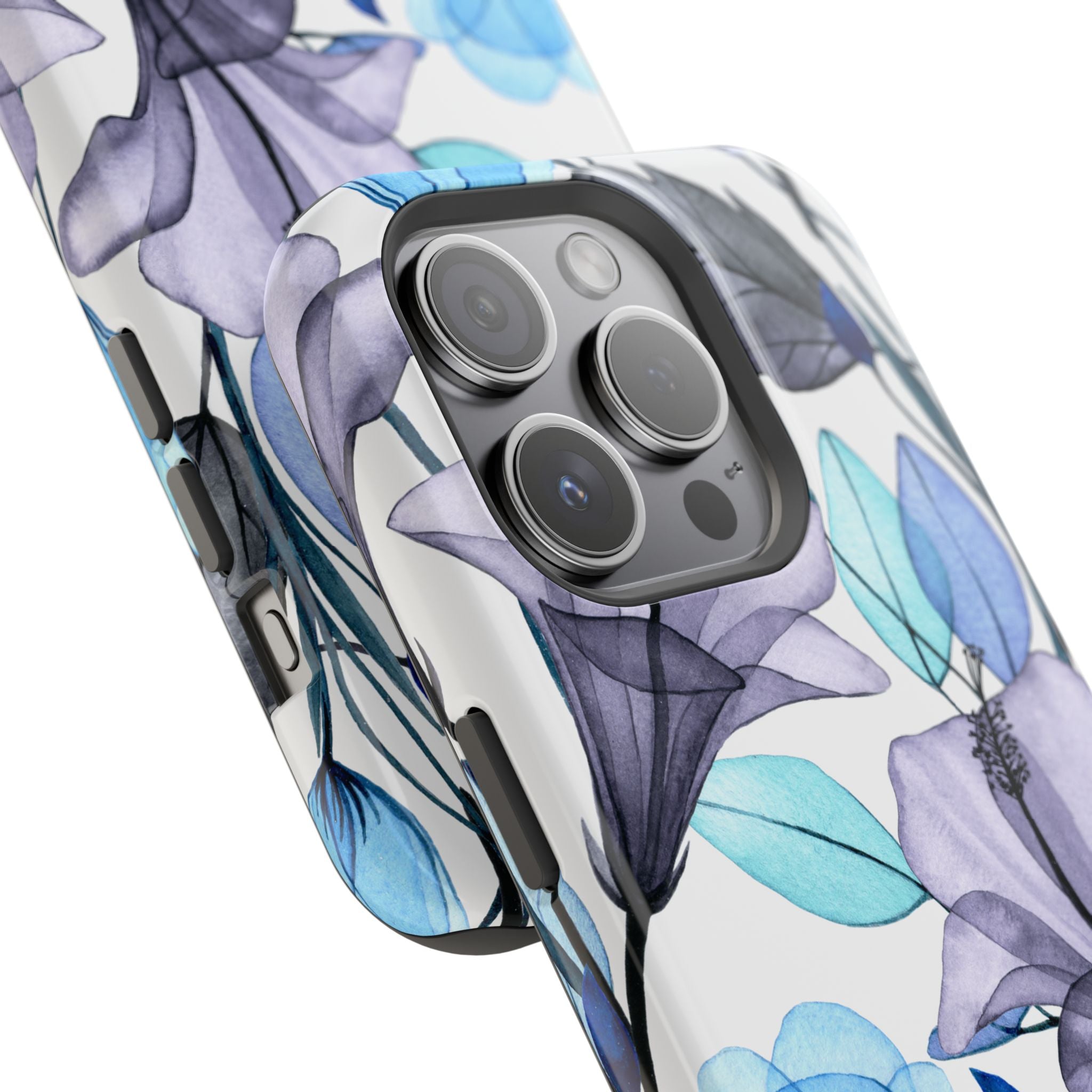 Customizable: Blue and Purple Floral Impact-Resistant Phone Case