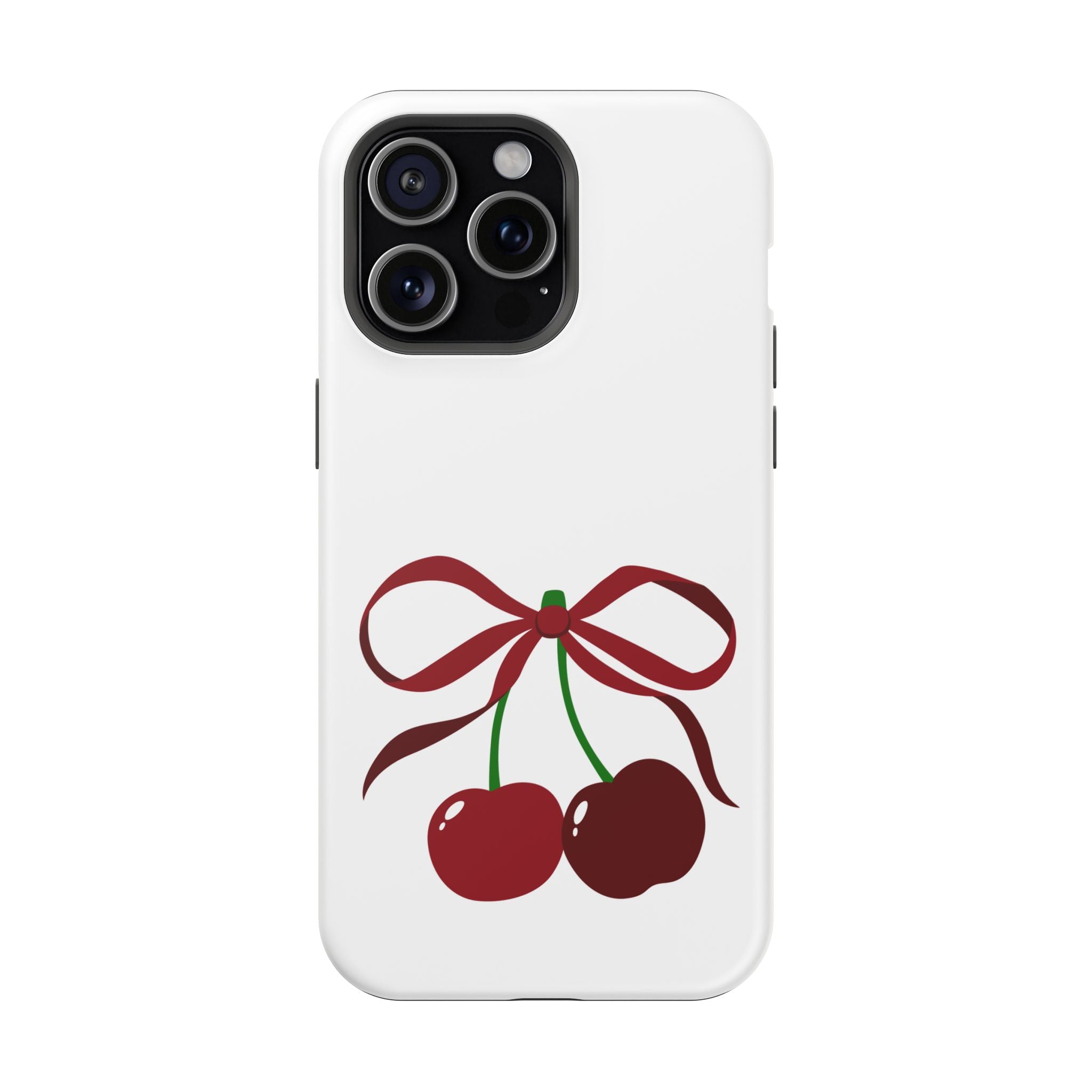 Customizable: Cherry Bow Impact-Resistant Case for Smartphones | Cute Phone Cover | Gift for Her | Cherry Lover's Accessory | Durable Phone Case